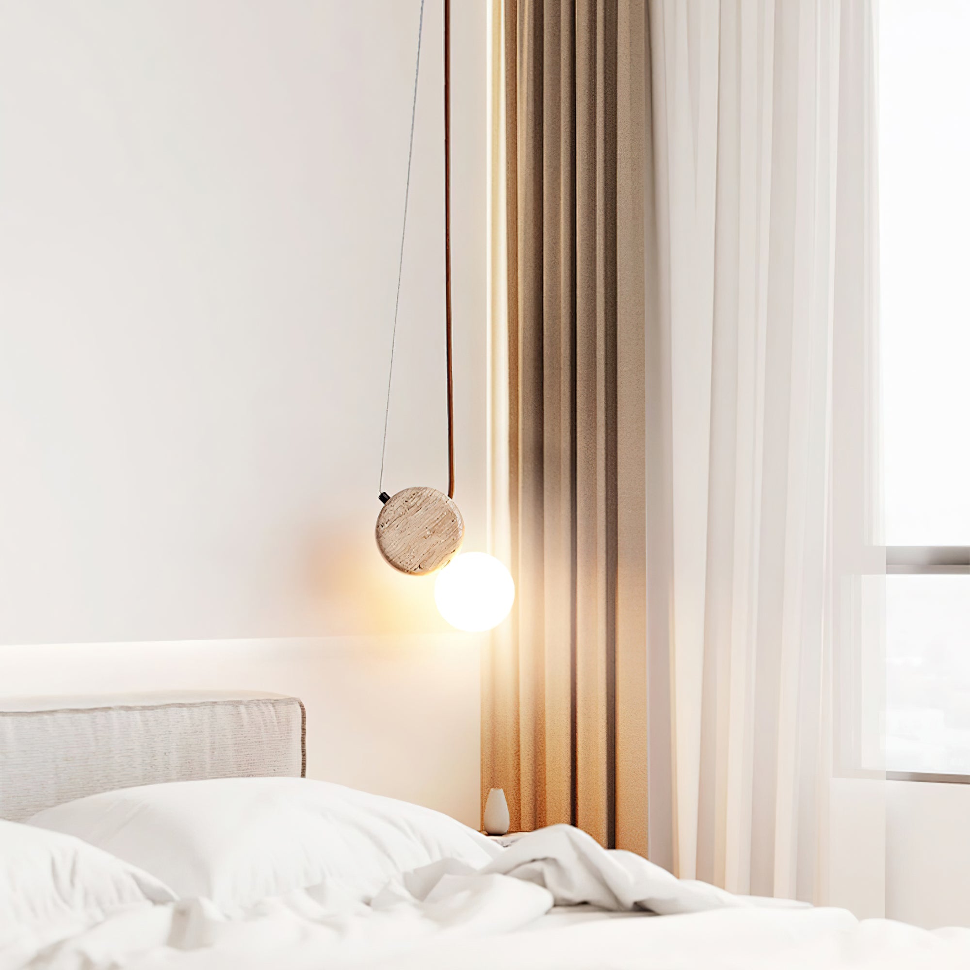Zosolyra Double-Disc Travertine Pendant Light - Neutralighting