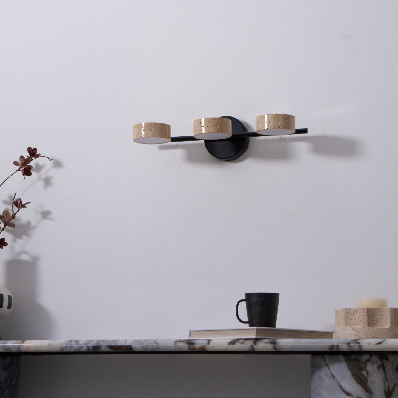 Ceshair Wall Light Multi Head Travertine Vanity Light - Neutralighting