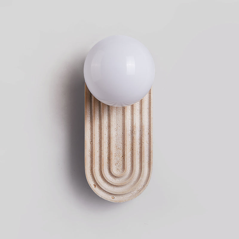 Elvelos Modern Minimalist Travertine Glass Wall Lamp - Lamp Copper