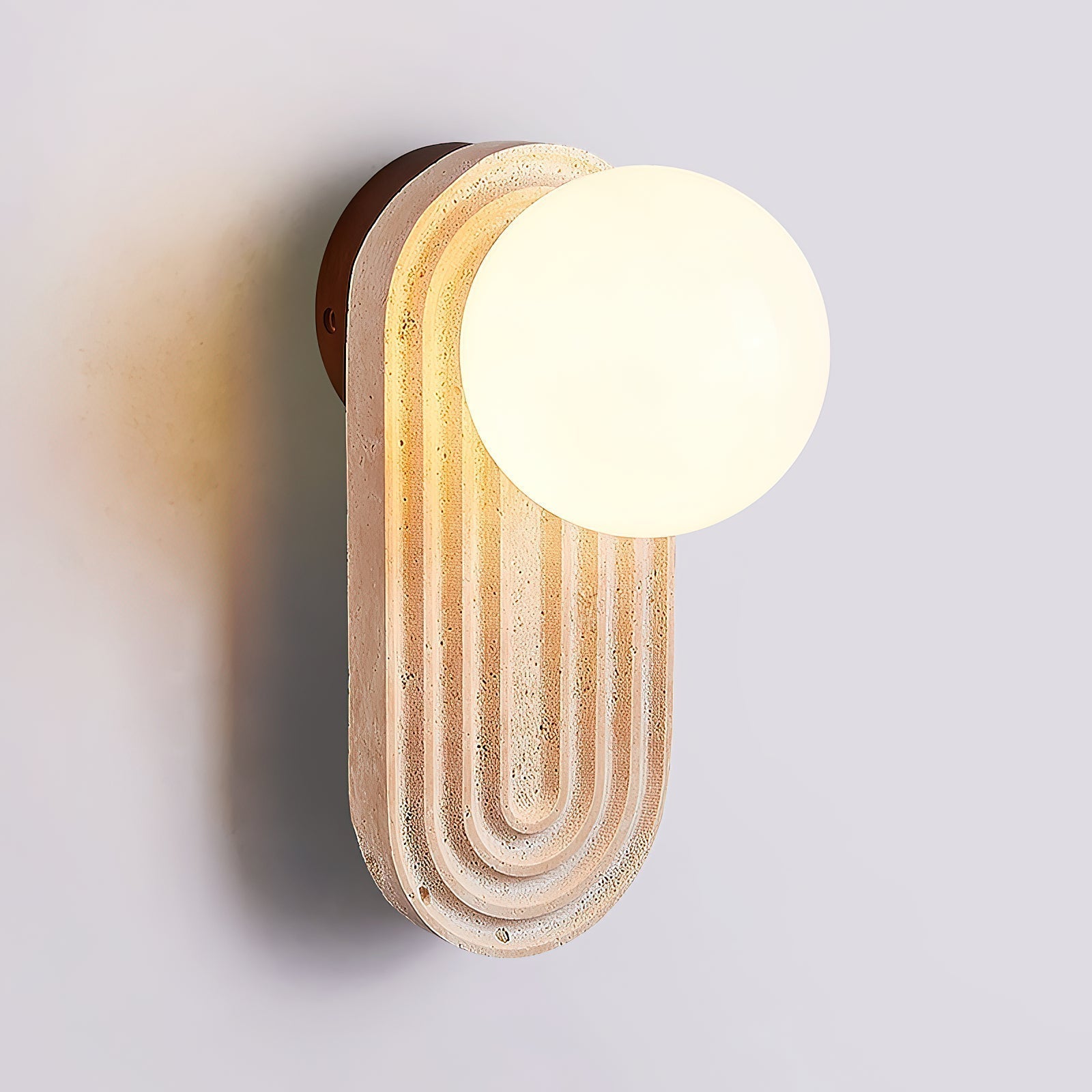 Elvelos Modern Minimalist Travertine Glass Wall Lamp - Lamp Copper