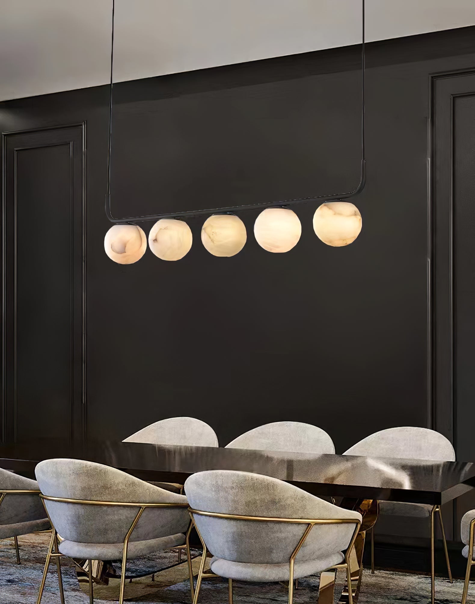 Eloryra Modern Minimalist Suspension Alabaster Pendant Lamp - Lamp Copper