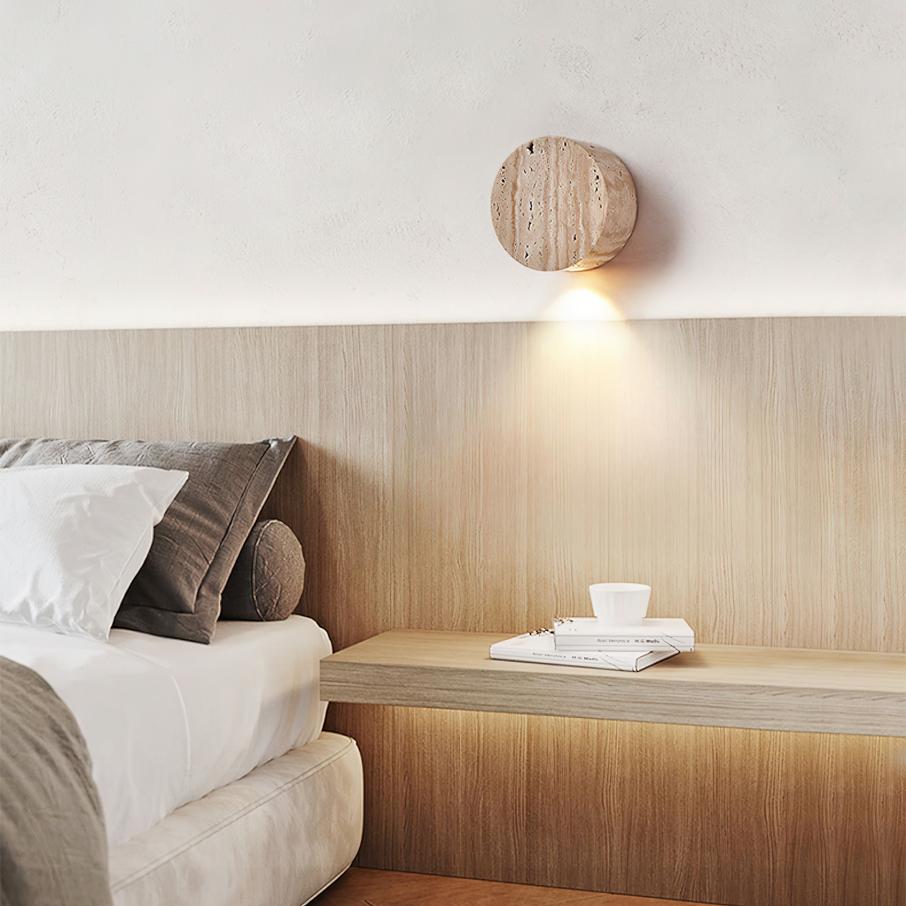 Izoren Classic Modern Minimalist Travertine Wall Lamp - Lamp Copper