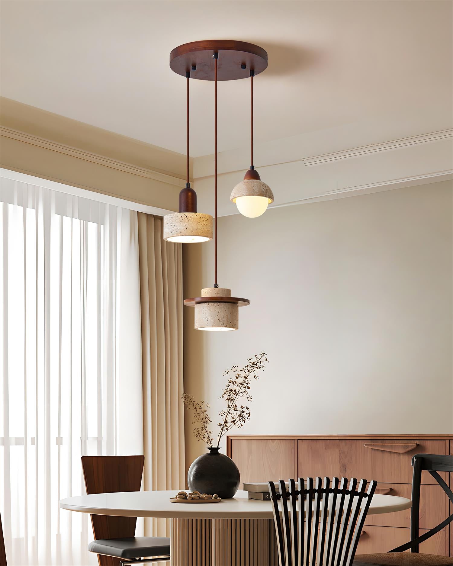 Lunara Multi-Light Pendant Lamp Set Travertine - Letslighting