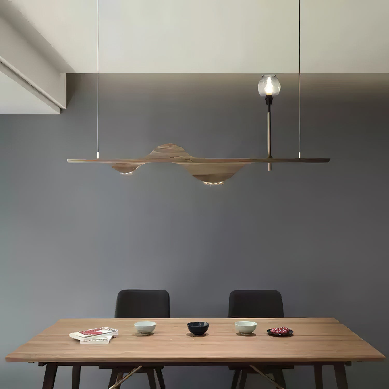 Cushais Wave Wood Pendant Light - Blowlighting