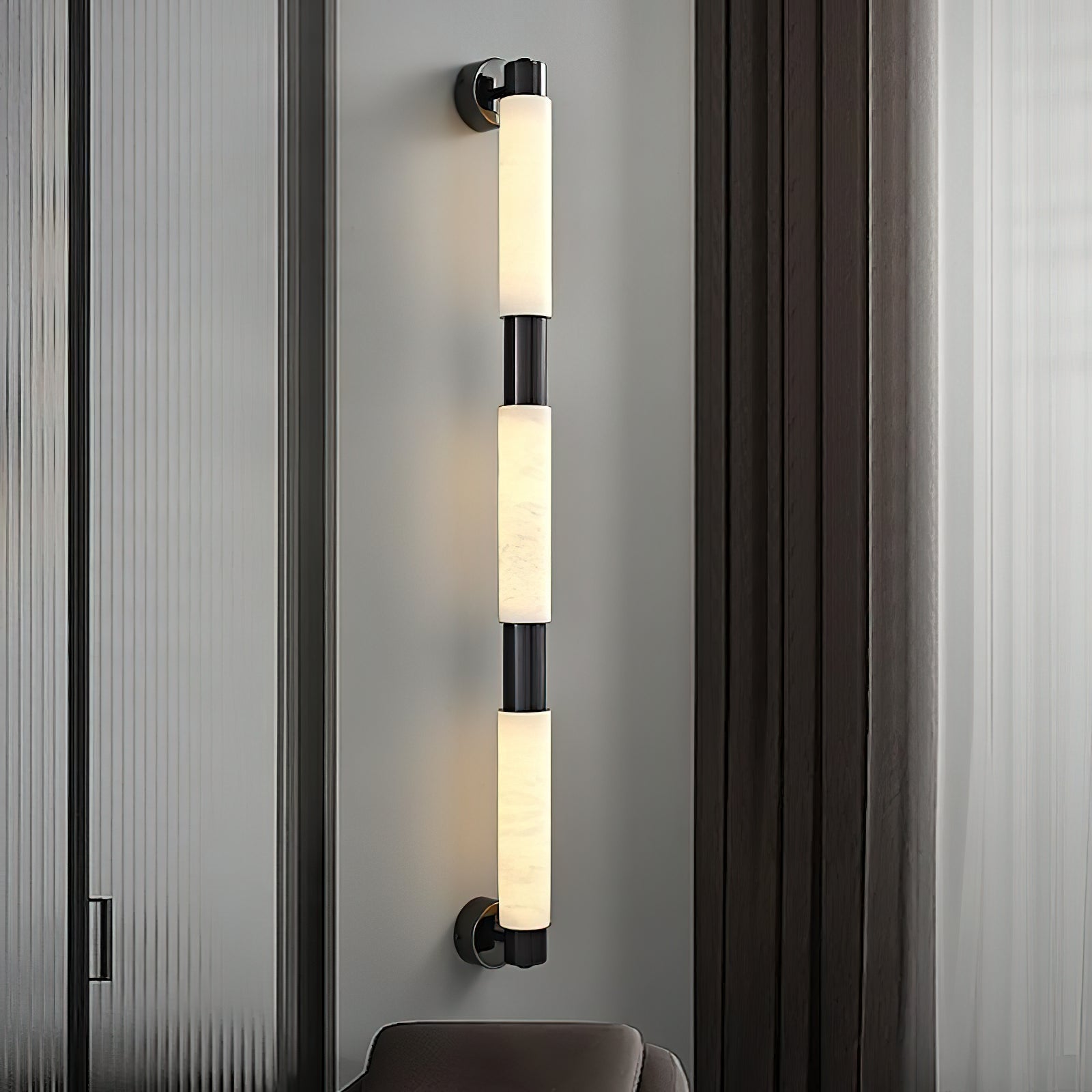 Alraei Modern Minimalist Tube Alabaster Wall Lamp - Lamp Copper