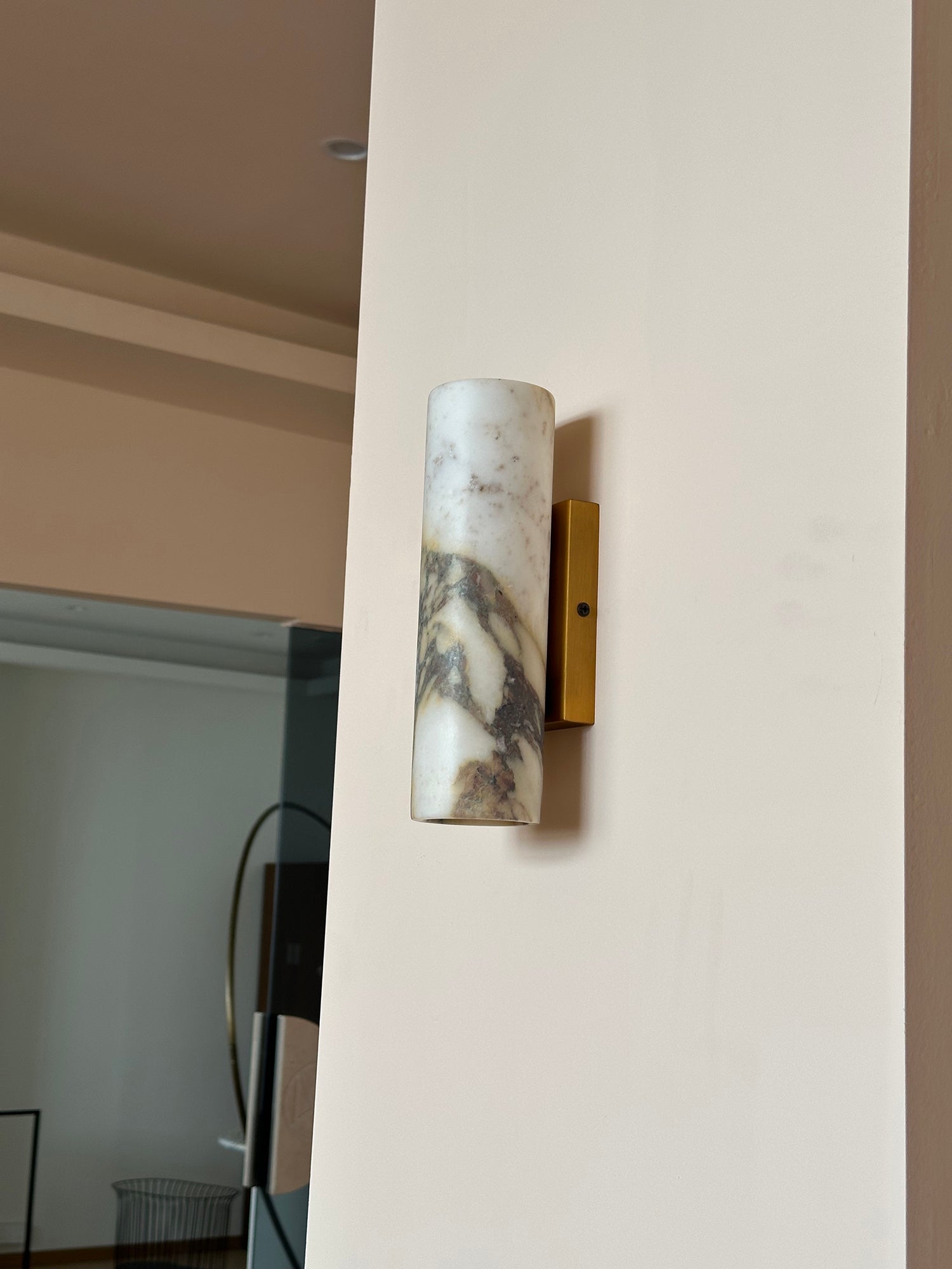 Tubular Modern Minimalist Marble Metal Wall Lamp - Lamp Copper