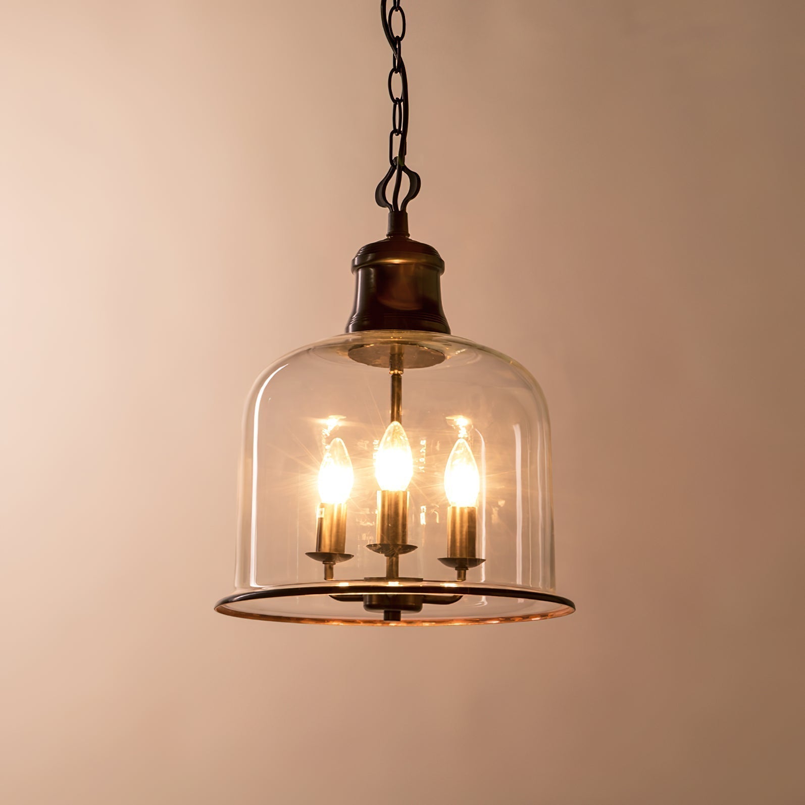 Sysolion Vintage Elegance Metal Glass Pendant Lamp - Lamp Copper