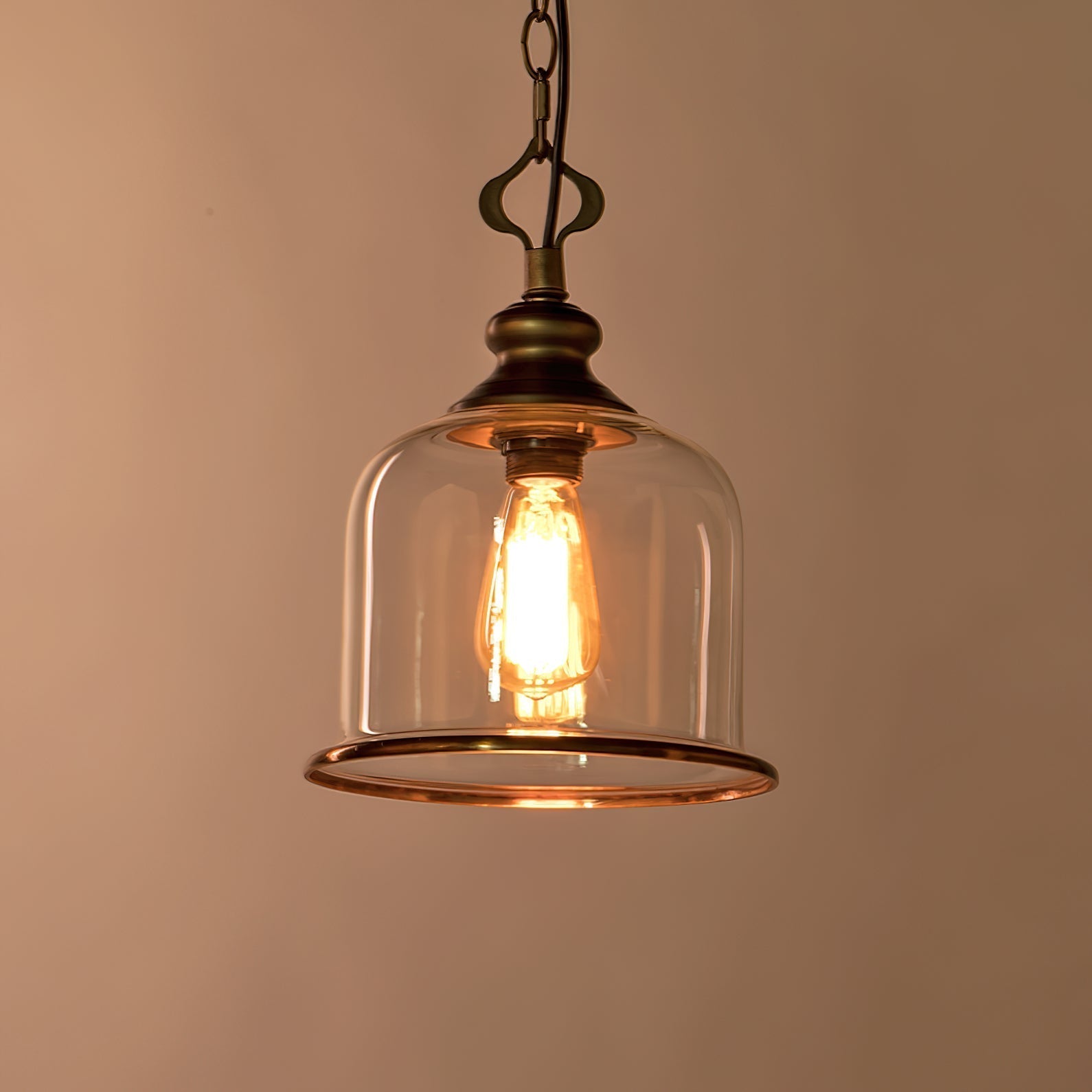 Sysolion Vintage Elegance Metal Glass Pendant Lamp - Lamp Copper