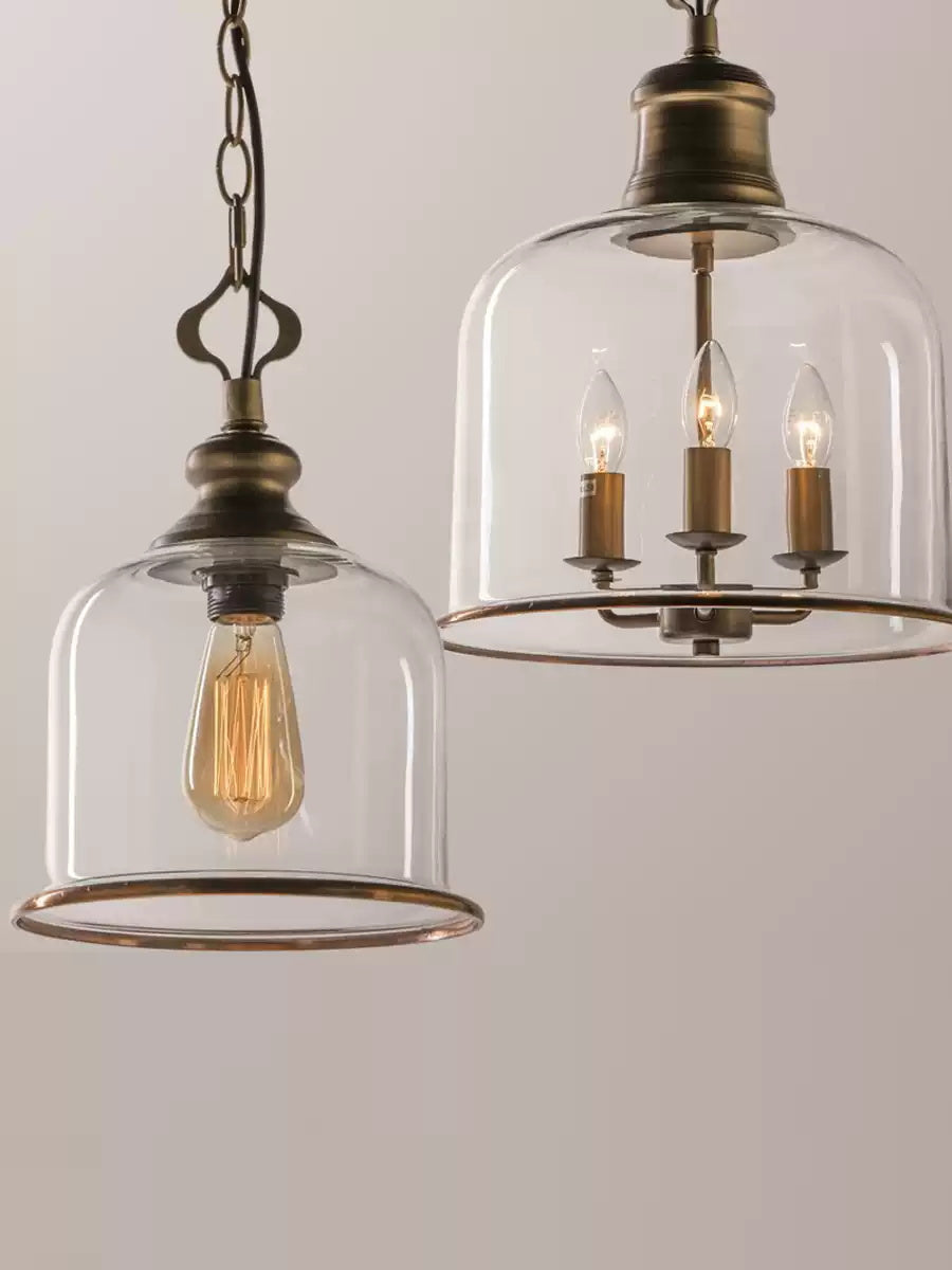 Sysolion Vintage Elegance Metal Glass Pendant Lamp - Lamp Copper