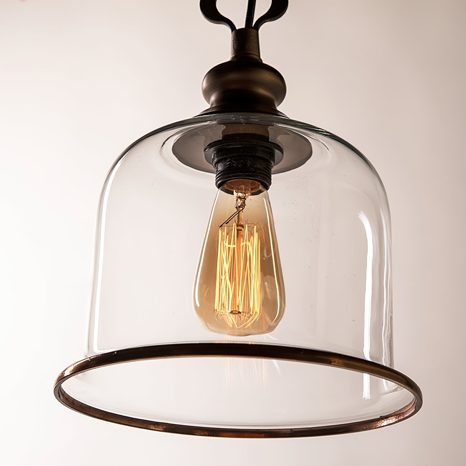 Sysolion Vintage Elegance Metal Glass Pendant Lamp - Lamp Copper