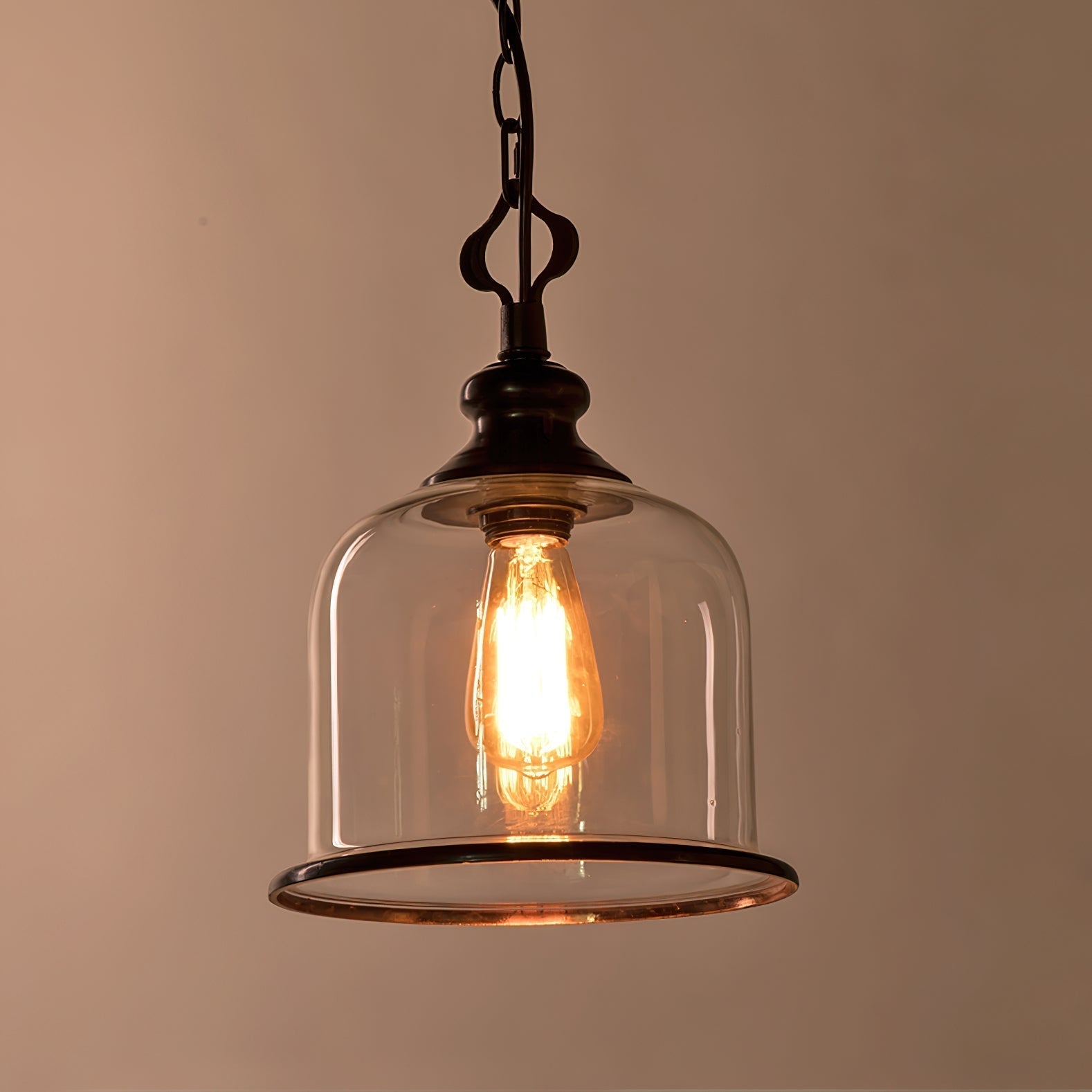Sysolion Vintage Elegance Metal Glass Pendant Lamp - Lamp Copper