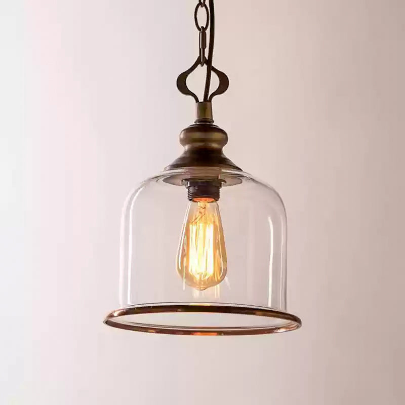 Sysolion Vintage Elegance Metal Glass Pendant Lamp - Lamp Copper