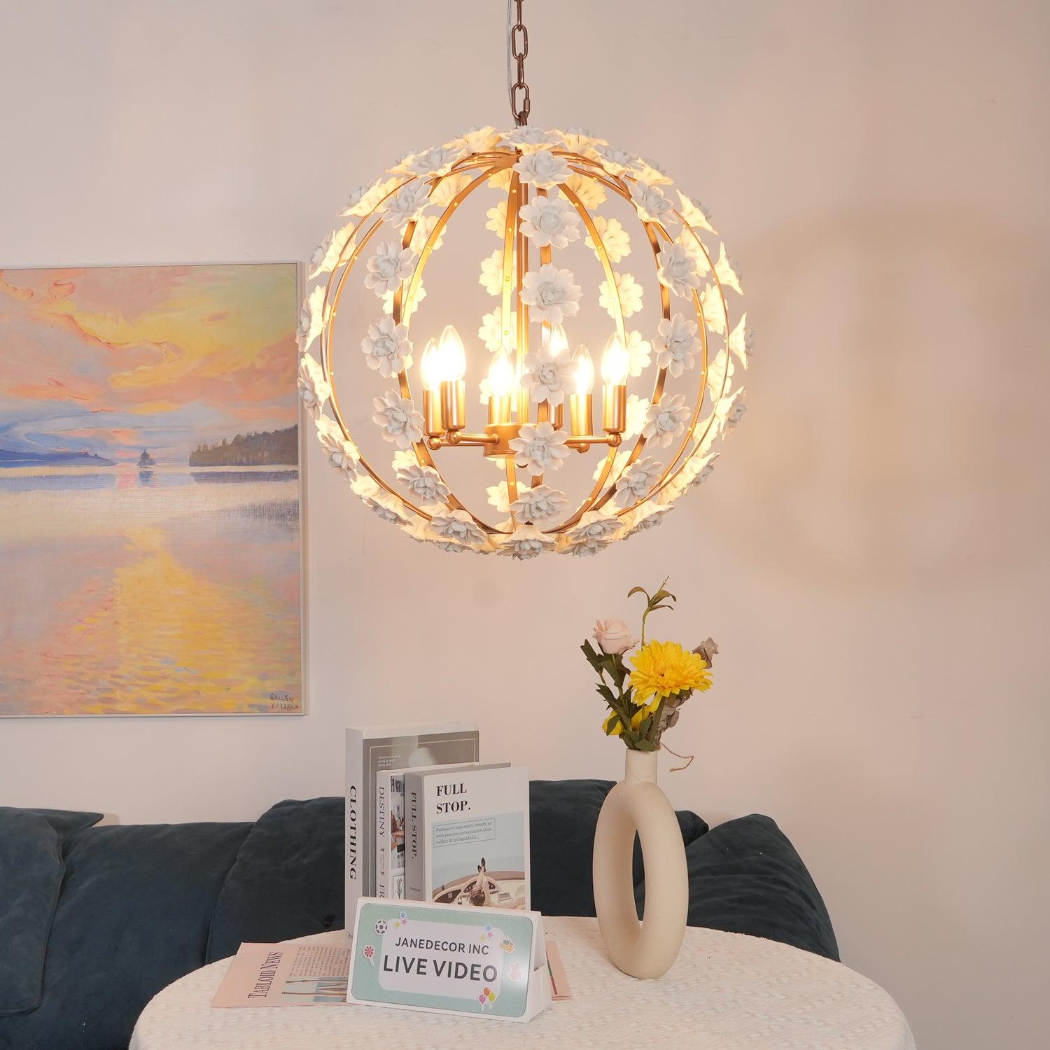 Syloran Postmodern Luxury Globe Ceramics Chandelier - Lamp Copper