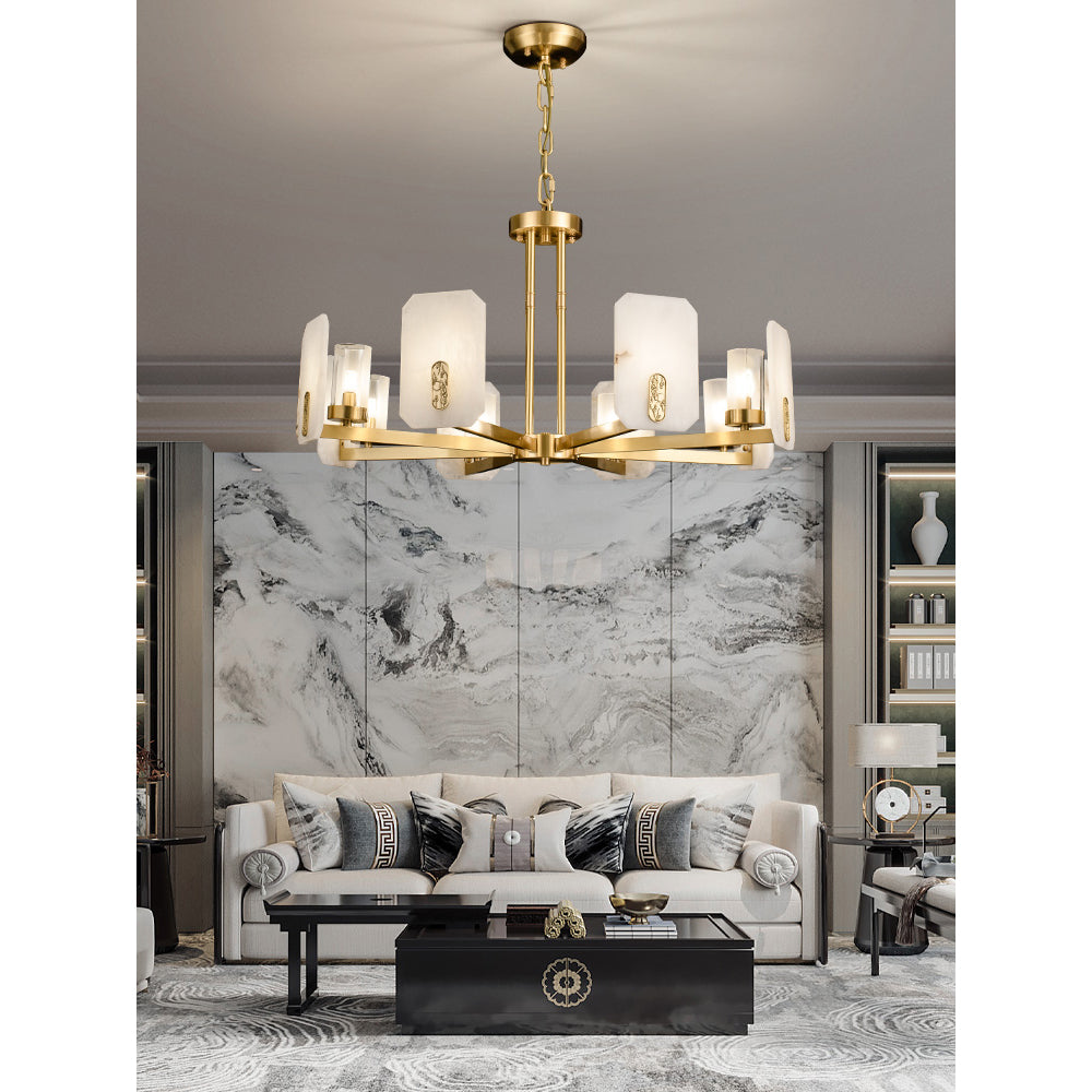 Aursorion Postmodern Luxury Brass Alabaster Chandelier - Lamp Copper