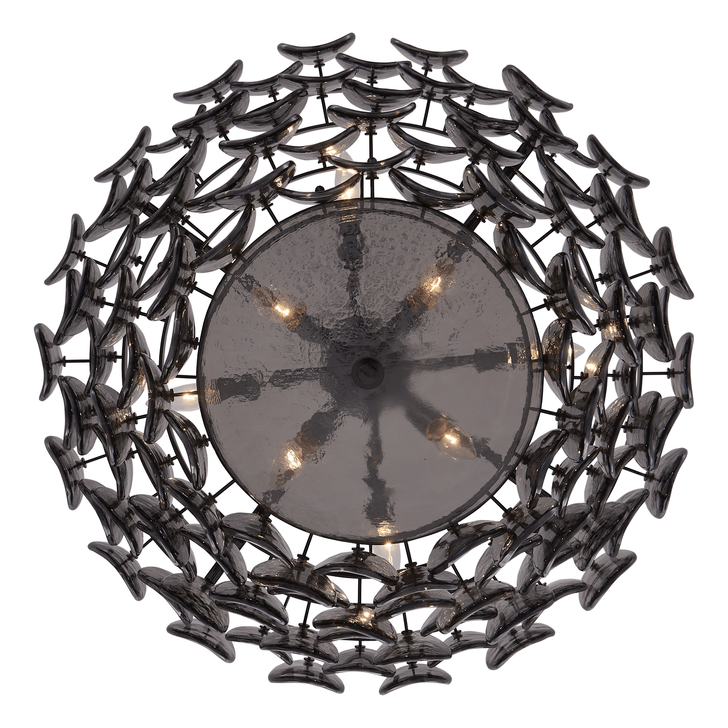 Aurora Chandelier Amber Glass Disc Fish Scale Brass - Neutralighting