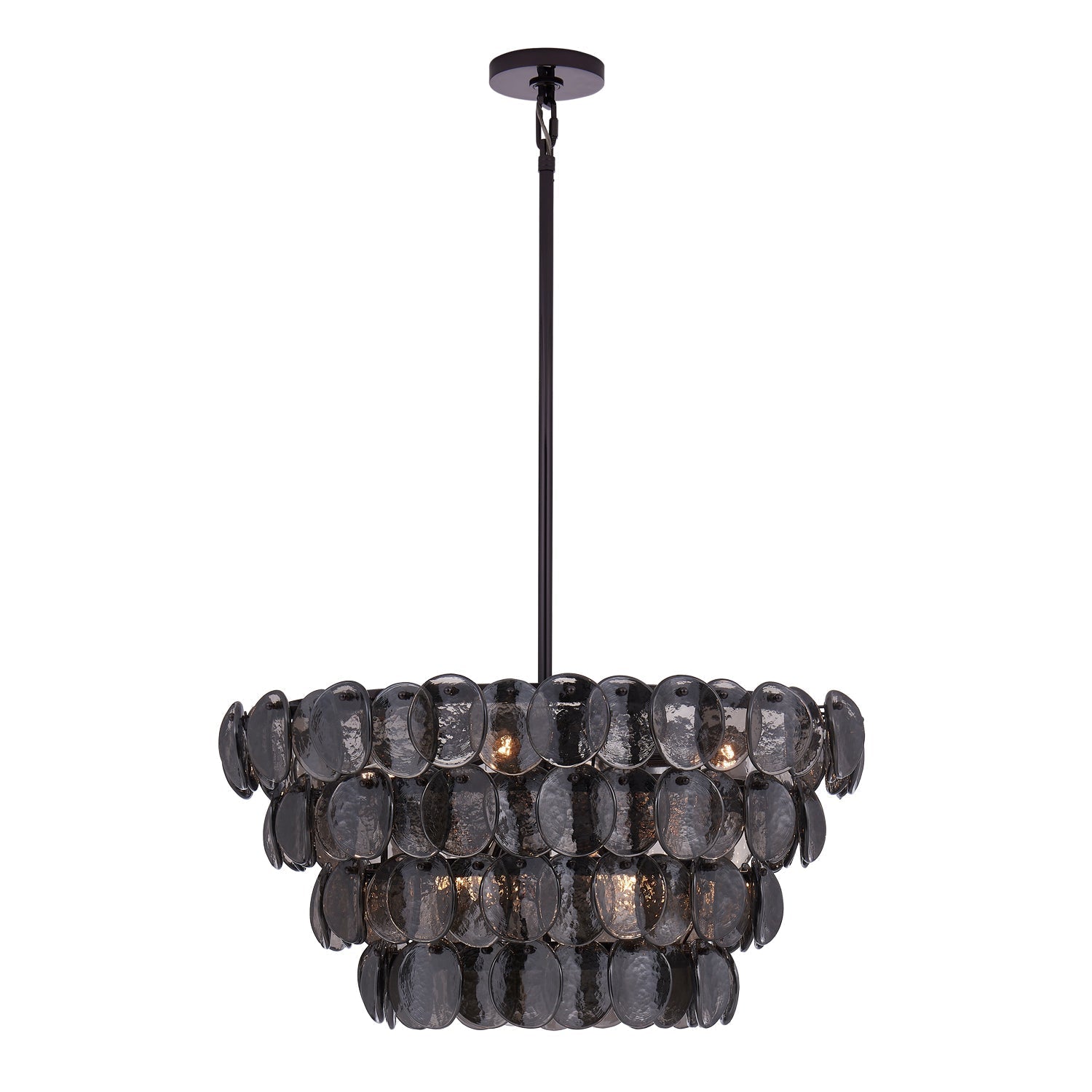 Aurora Chandelier Amber Glass Disc Fish Scale Brass - Neutralighting