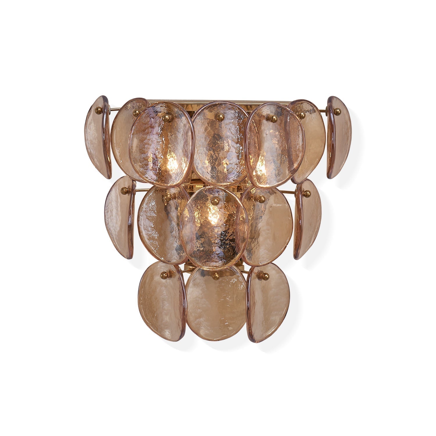 Aurora Wall Lamp Amber Glass Disc Fish Scale Brass - Neutralighting