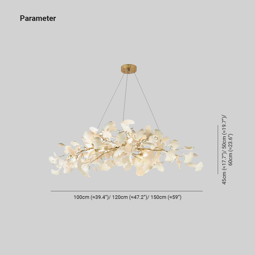 Olivia Lampadario Gingko Stile Art Déco con Foglie Inclinate Verso il Basso