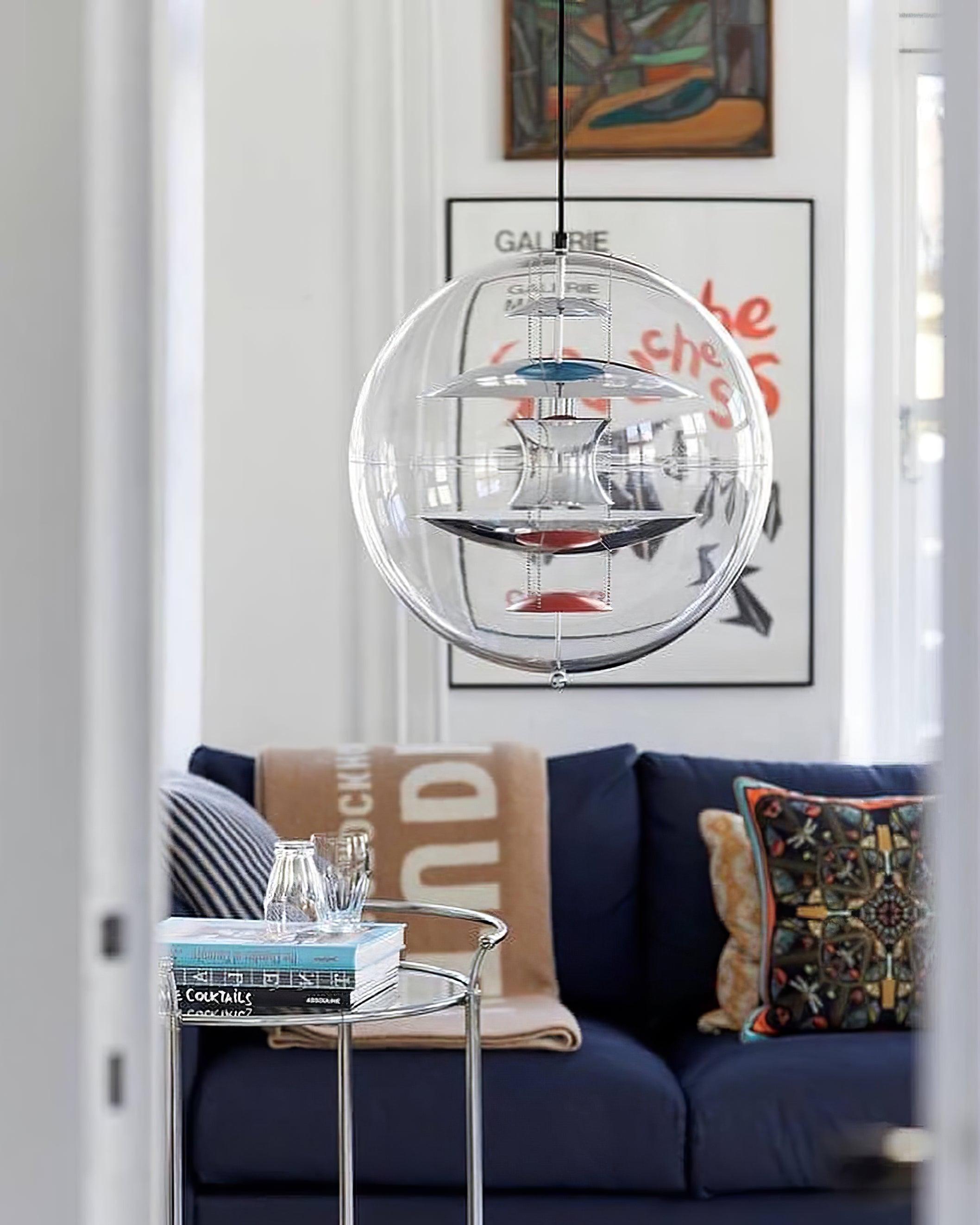 Pendant Lamp Floating Geometric Layers Clear Globe Futuristic Modern - Letslighting