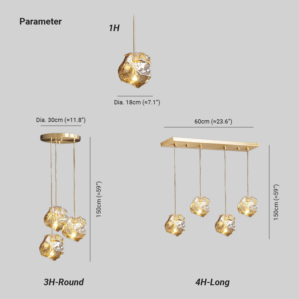 Aria Lampada a Sospensione in Vetro Ghiacciato con Finitura in Ottone