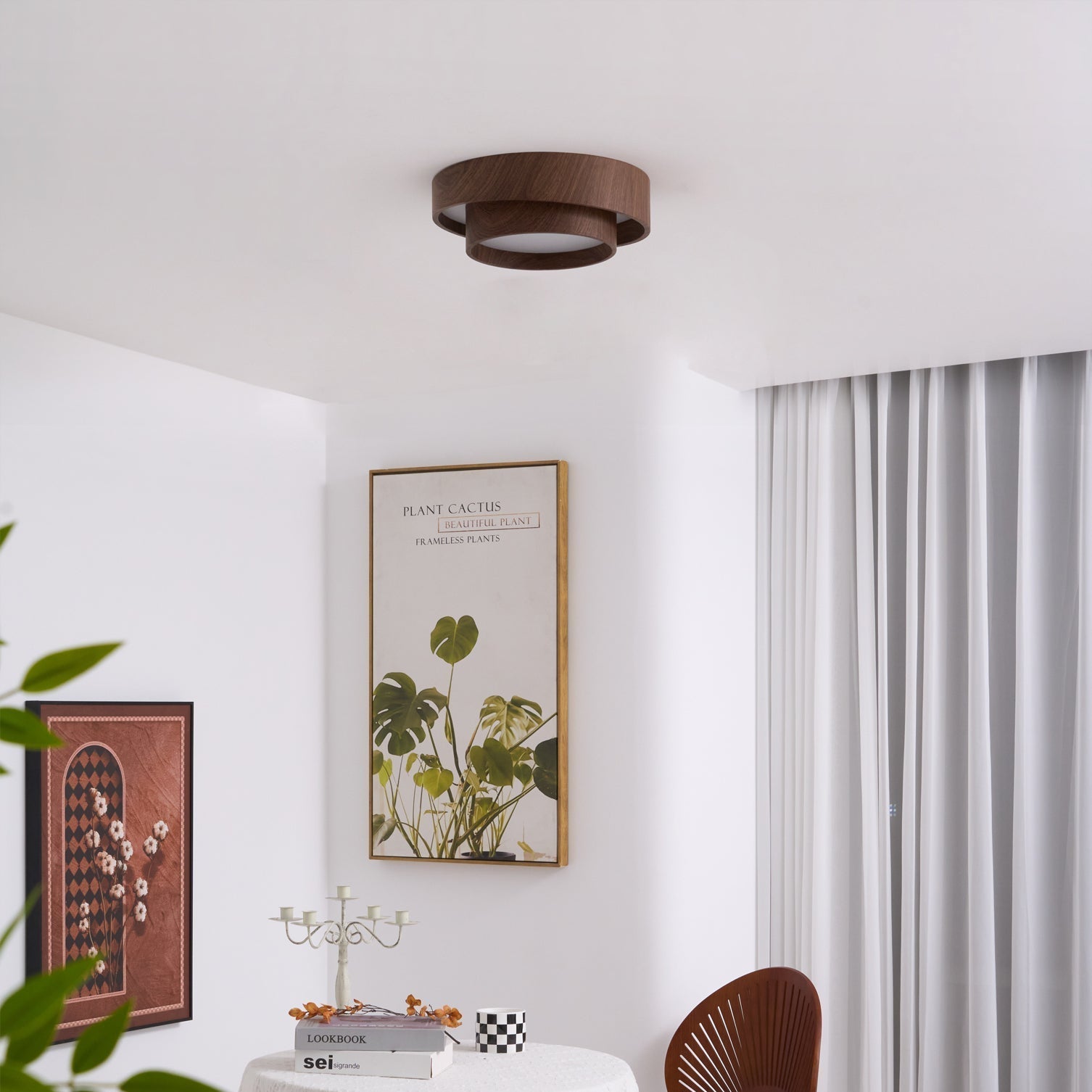 Muto Lampada da Soffitto a Doppio Anello Colore Noce