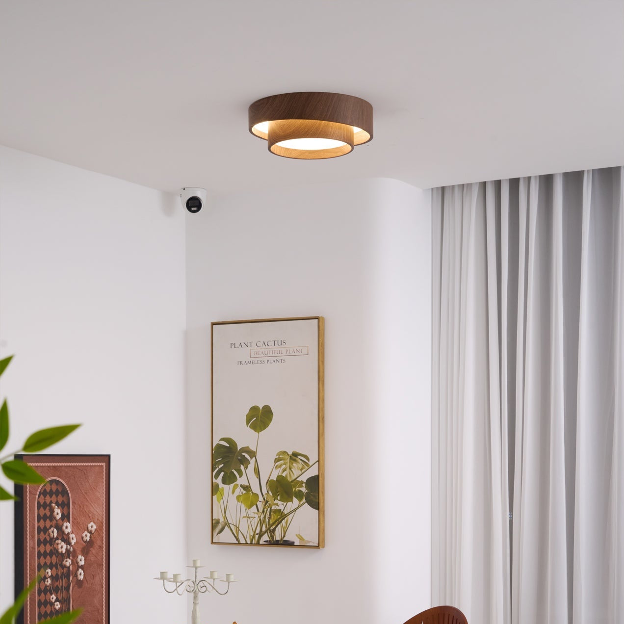 Muto Lampada da Soffitto a Doppio Anello Colore Noce