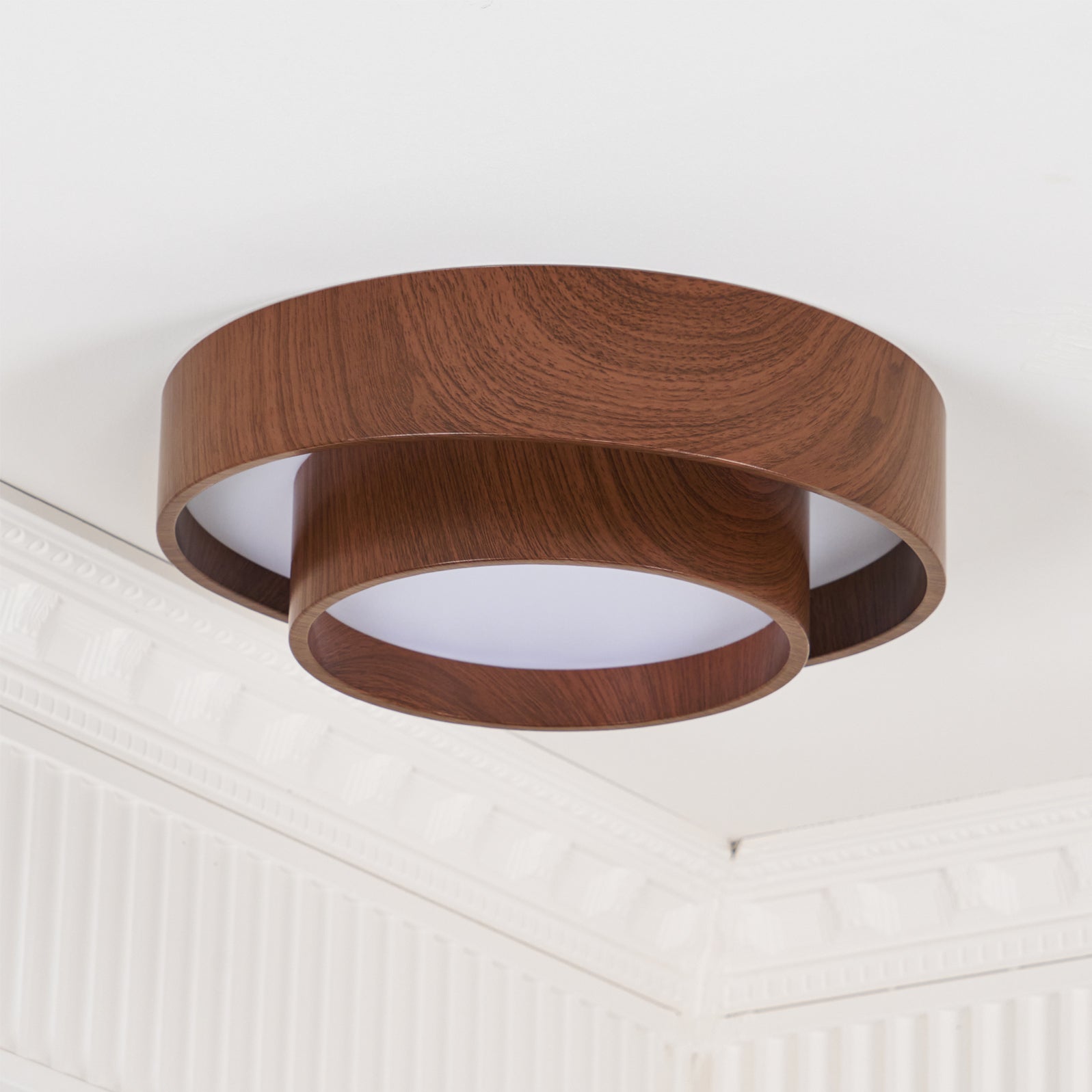 Muto Lampada da Soffitto a Doppio Anello Colore Noce