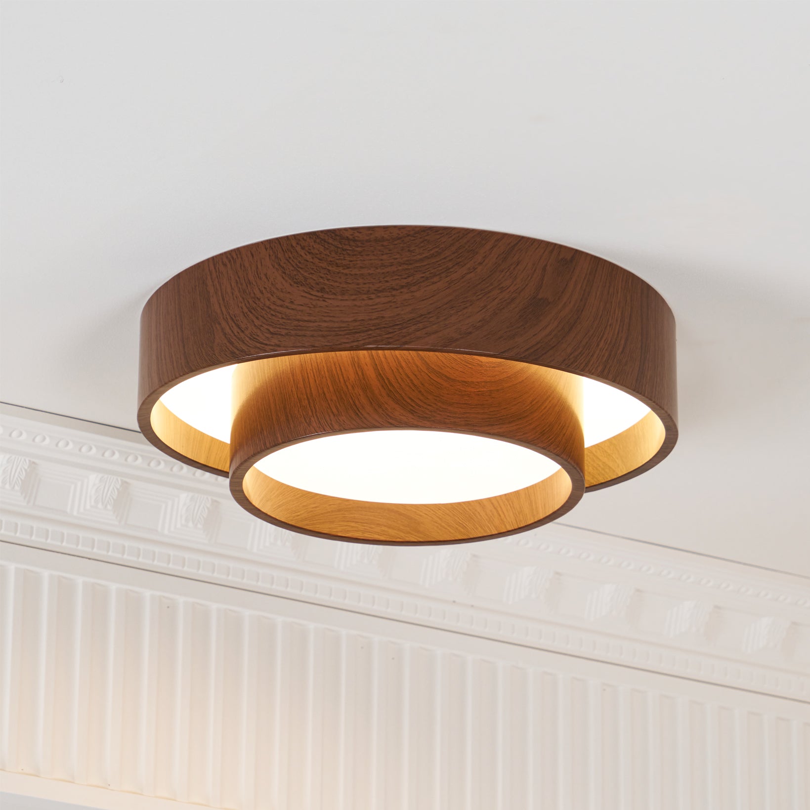 Muto Lampada da Soffitto a Doppio Anello Colore Noce