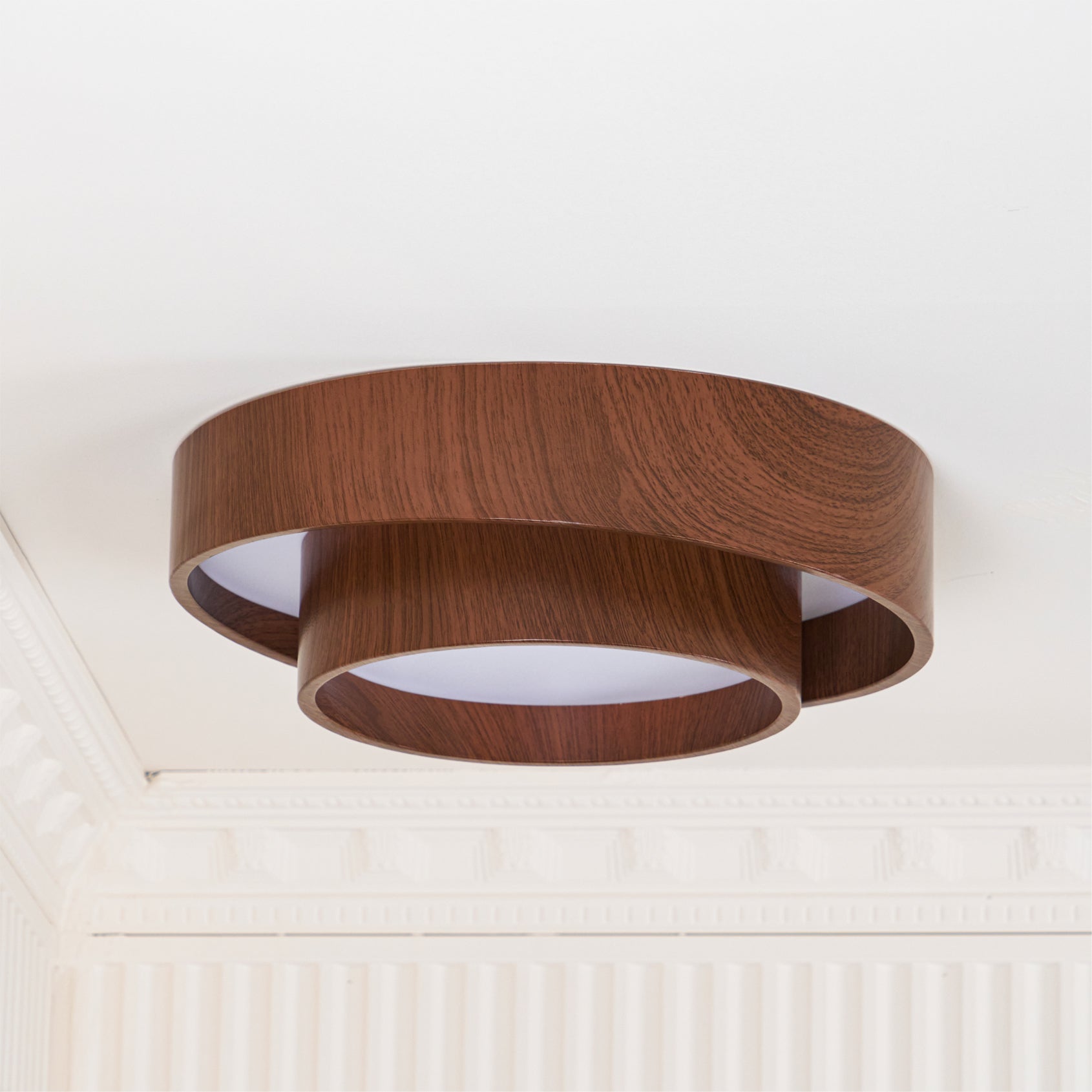 Muto Lampada da Soffitto a Doppio Anello Colore Noce