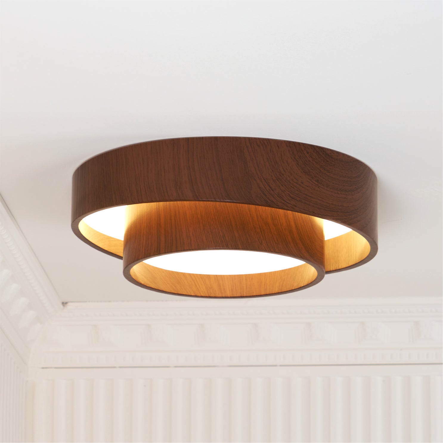Muto Lampada da Soffitto a Doppio Anello Colore Noce