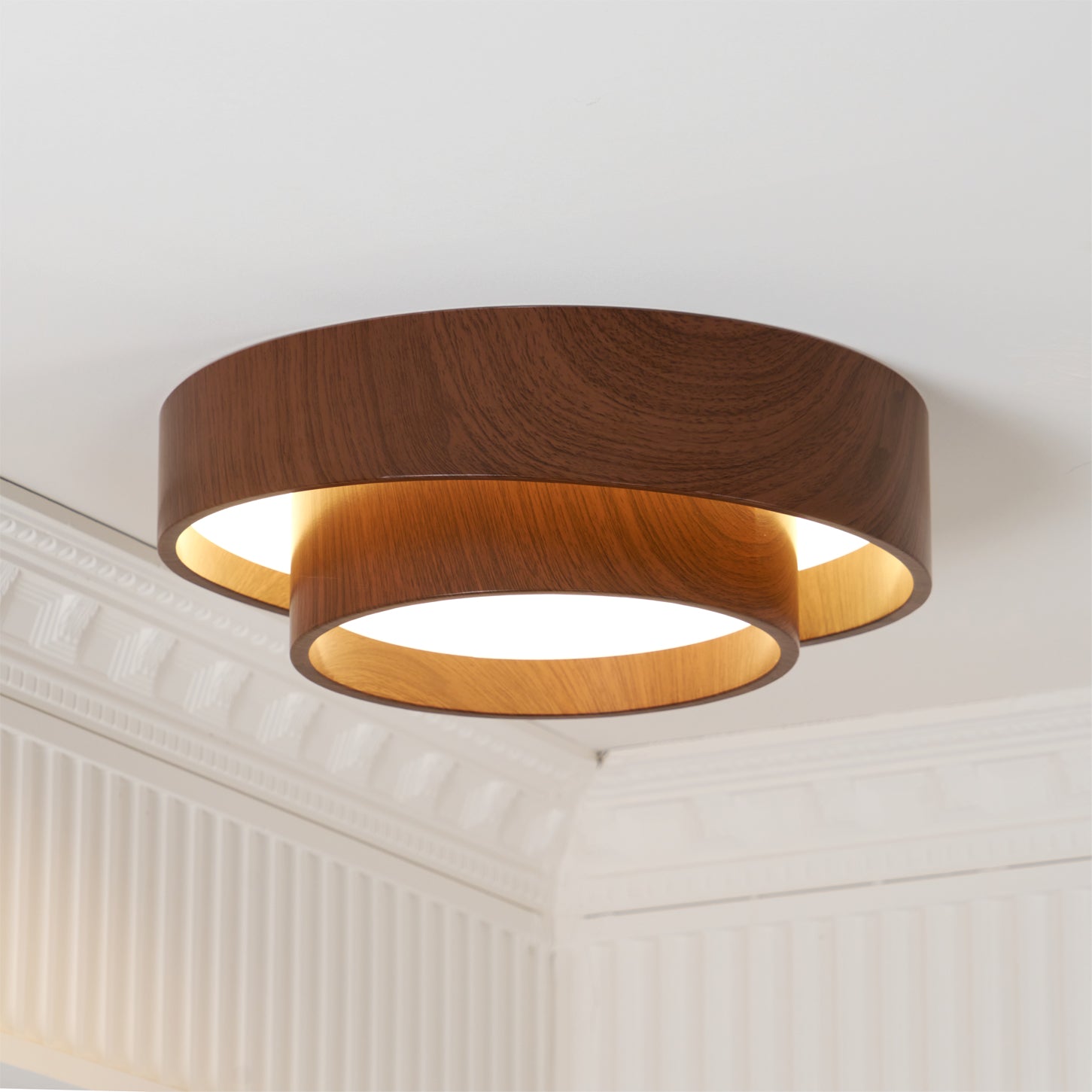 Muto Lampada da Soffitto a Doppio Anello Colore Noce