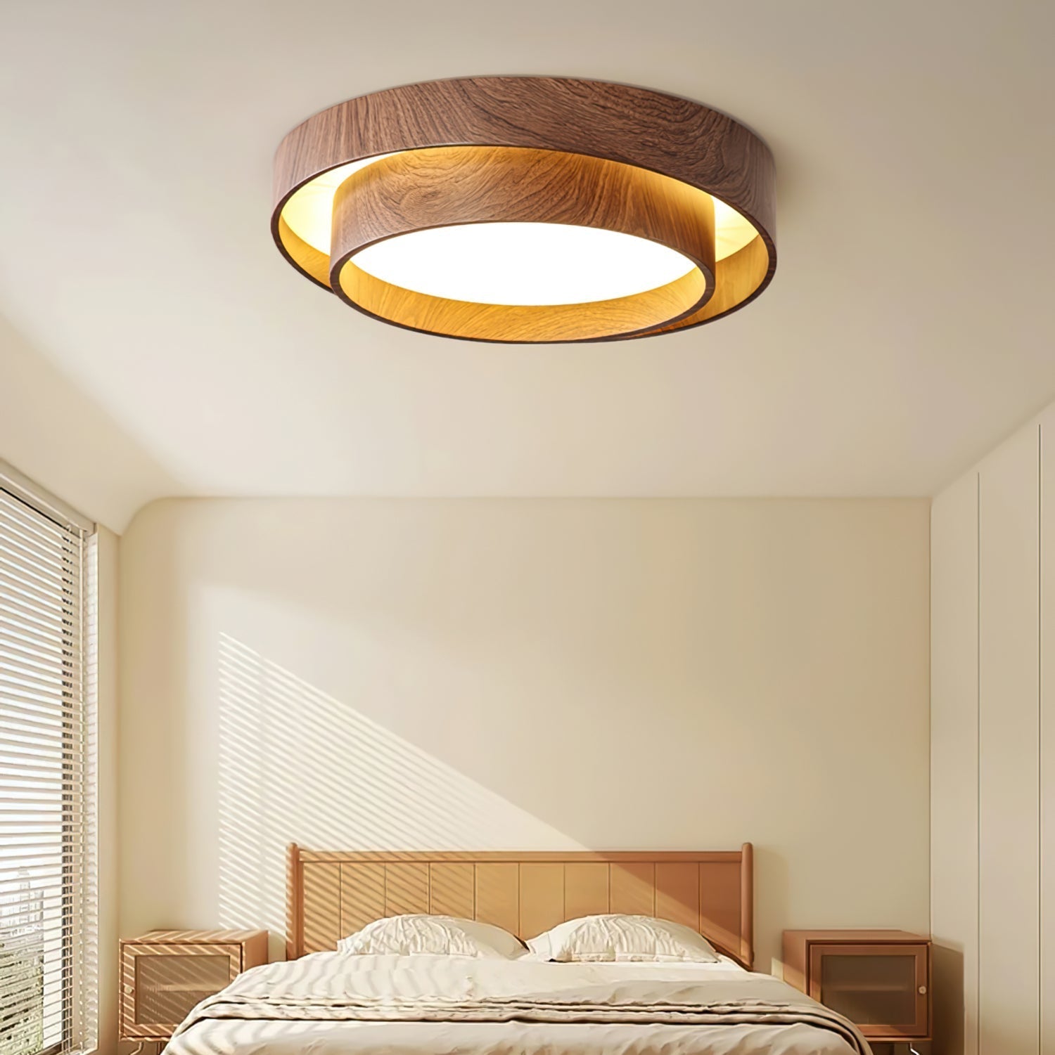 Muto Lampada da Soffitto a Doppio Anello Colore Noce