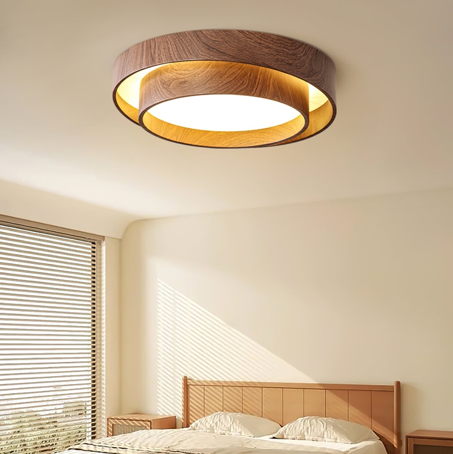 Muto Lampada da Soffitto a Doppio Anello Colore Noce