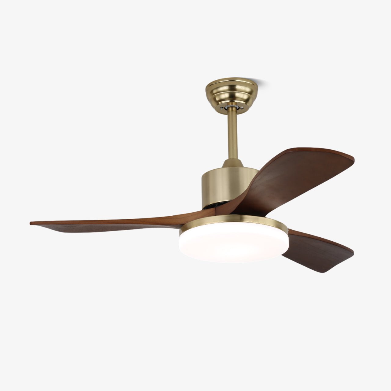 Plafoniera Ventilatore da Soffitto Selora Moderna in Ottone e Legno
