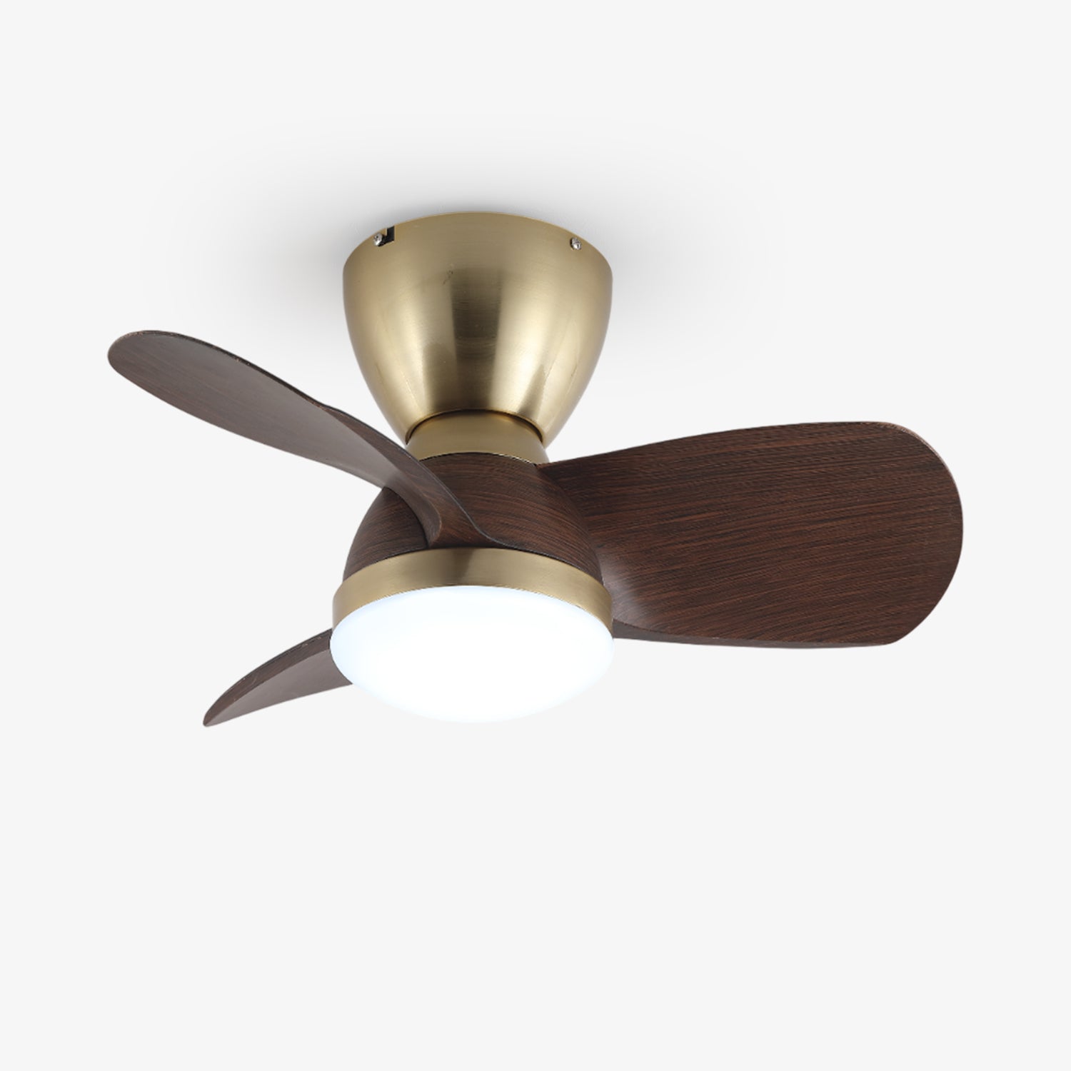 Ventilatore da Soffitto con Luce Elora Minimalista in Ottone e Legno