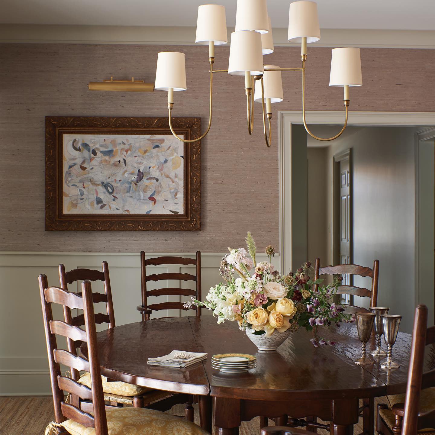 Silva Lampadario di Lusso in Ottone e Tessuto