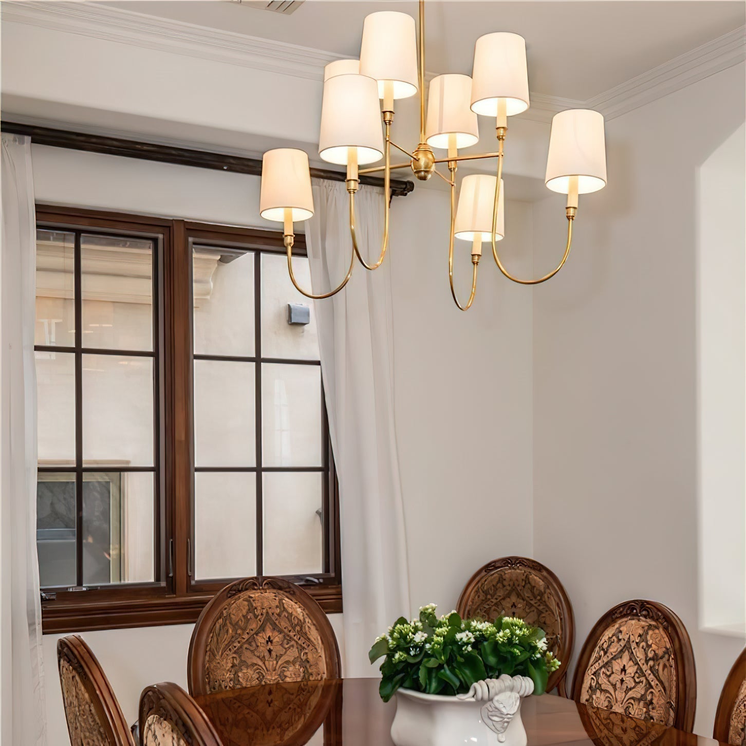 Silva Lampadario di Lusso in Ottone e Tessuto