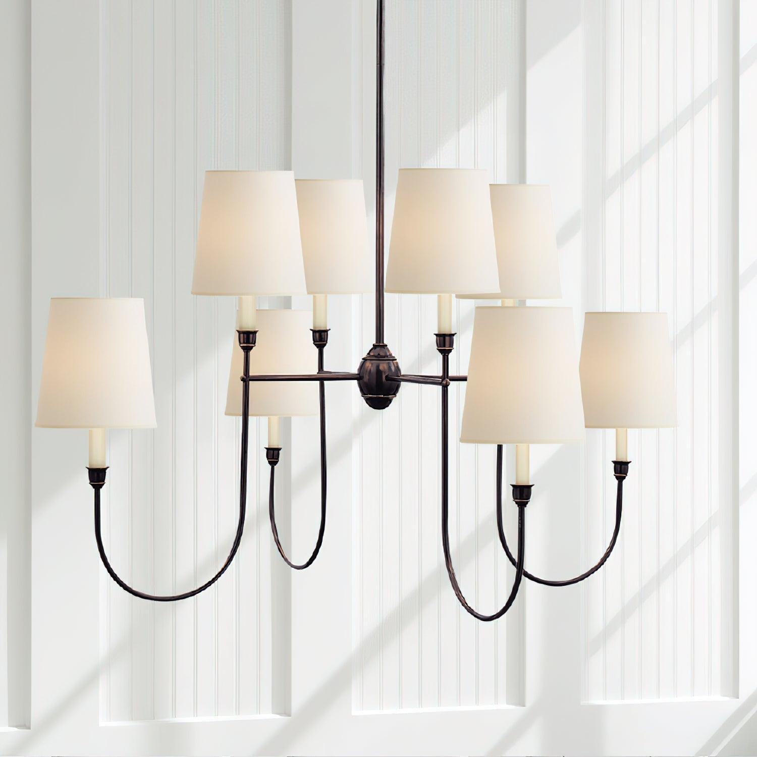 Silva Lampadario di Lusso in Ottone e Tessuto