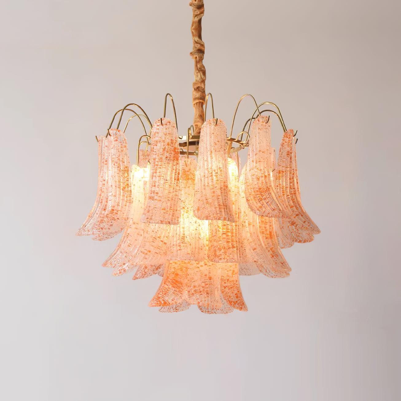 Chandelier Glass Petals Metal Frame Colorful Artistic Ambience - Letslighting