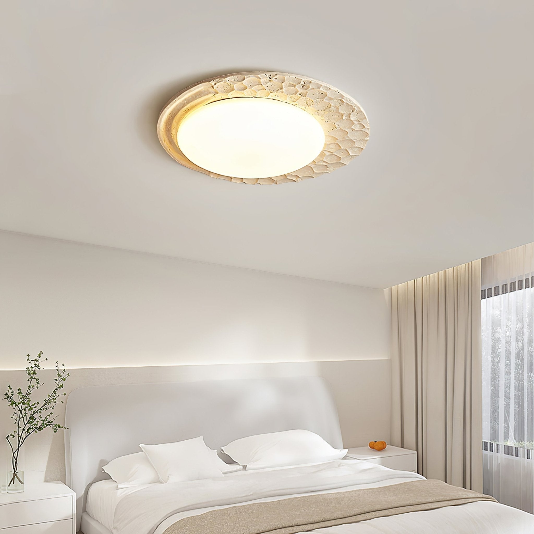 Ivsoris Textured Travertine Ceiling Light - Neutralighting