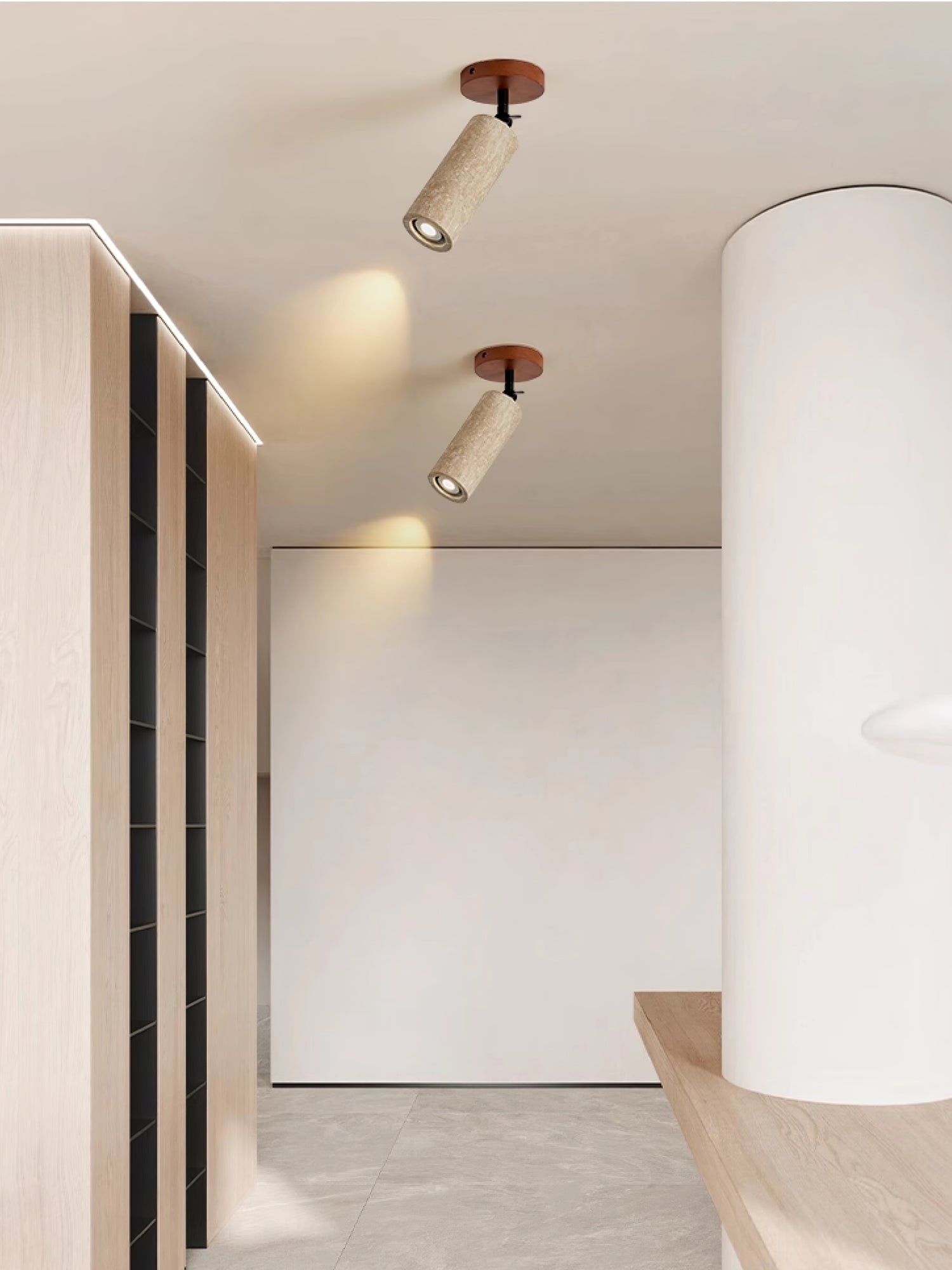 Zarinila Cylindrical-Tube Travertine Wall Light SEO Title - Neutralighting