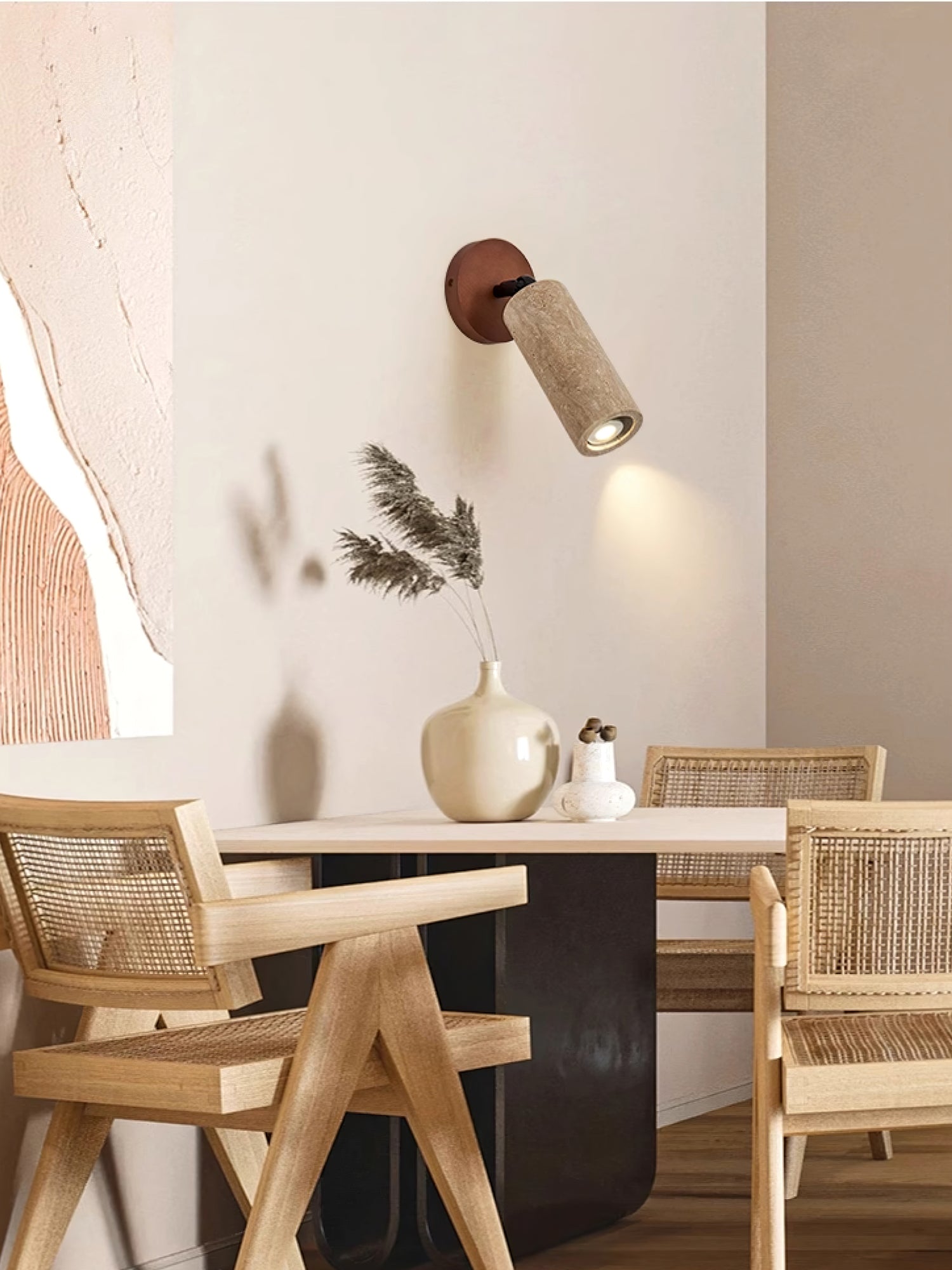 Zarinila Cylindrical-Tube Travertine Wall Light SEO Title - Neutralighting