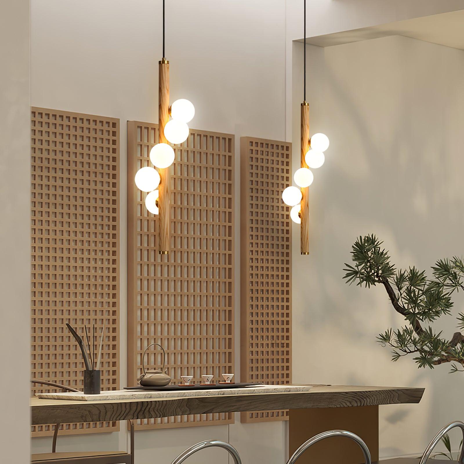 Vertical Orb Timber Pendant Lamp - Blowlighting