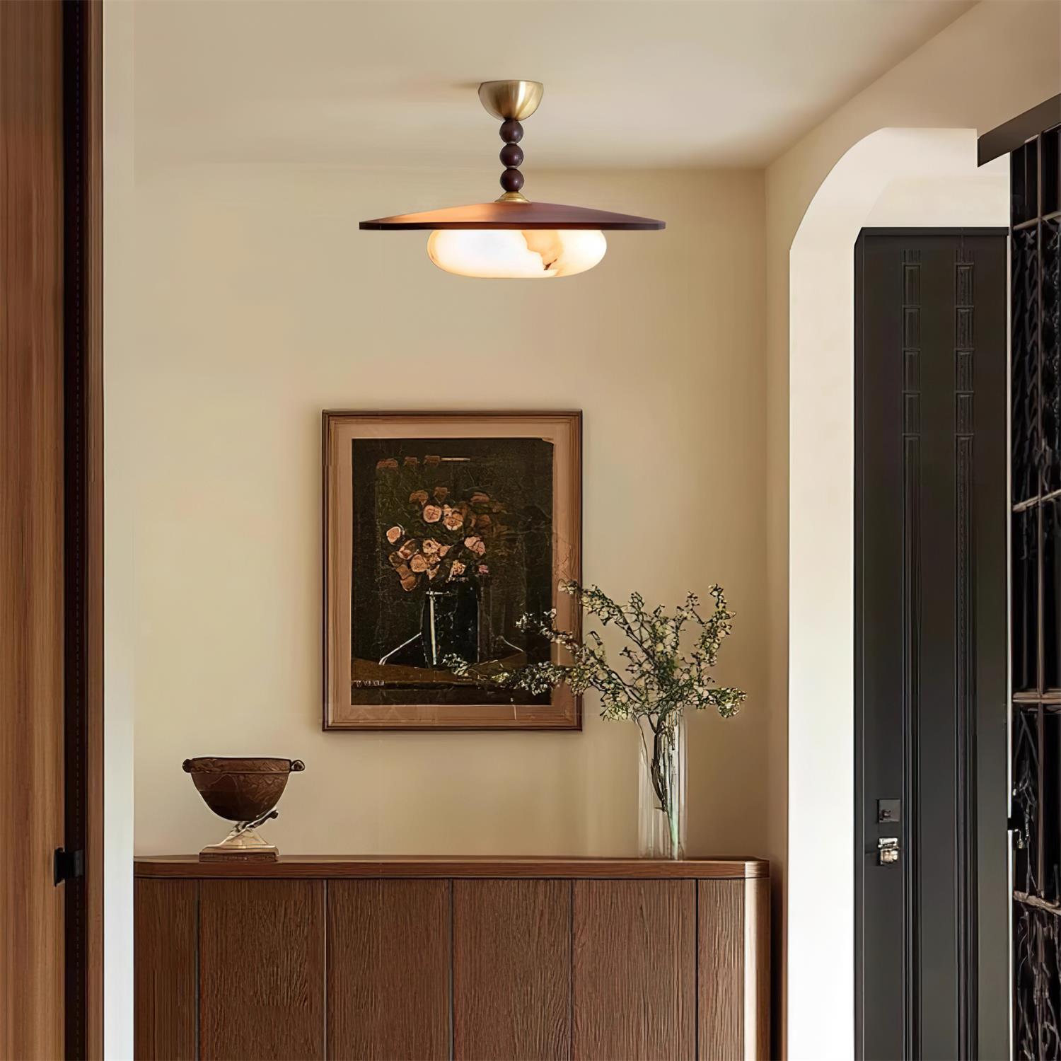 Muto Lampada da Soffitto Colore Noce e Bianco Imitazione Alabastro