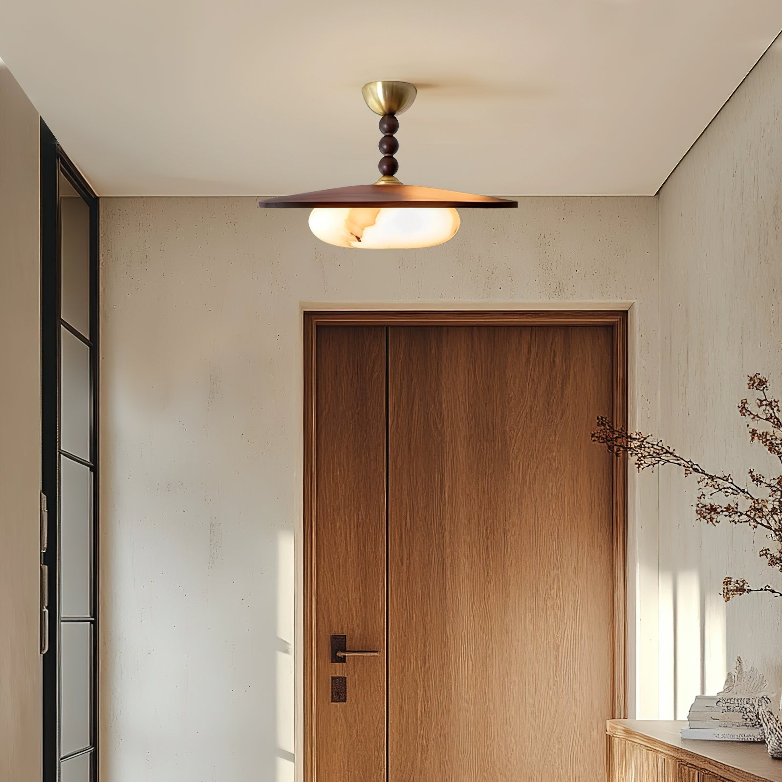 Muto Lampada da Soffitto Colore Noce e Bianco Imitazione Alabastro