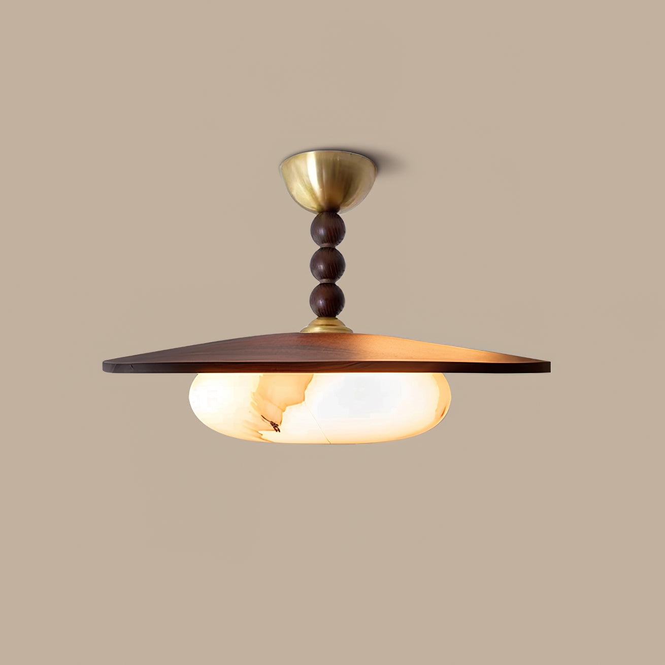 Muto Lampada da Soffitto Colore Noce e Bianco Imitazione Alabastro