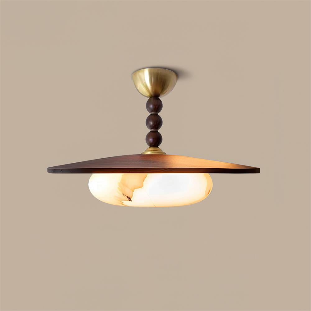 Muto Lampada da Soffitto Colore Noce e Bianco Imitazione Alabastro