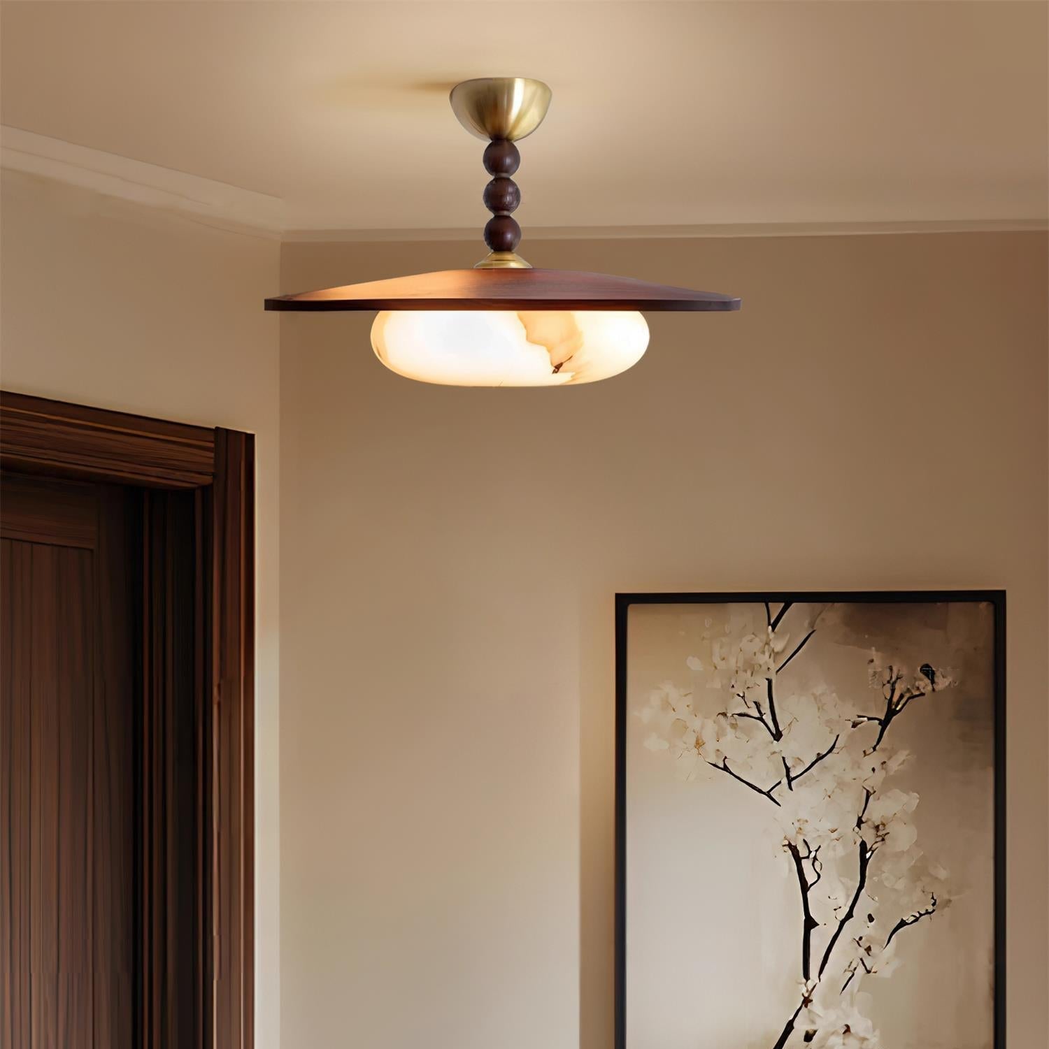 Muto Lampada da Soffitto Colore Noce e Bianco Imitazione Alabastro