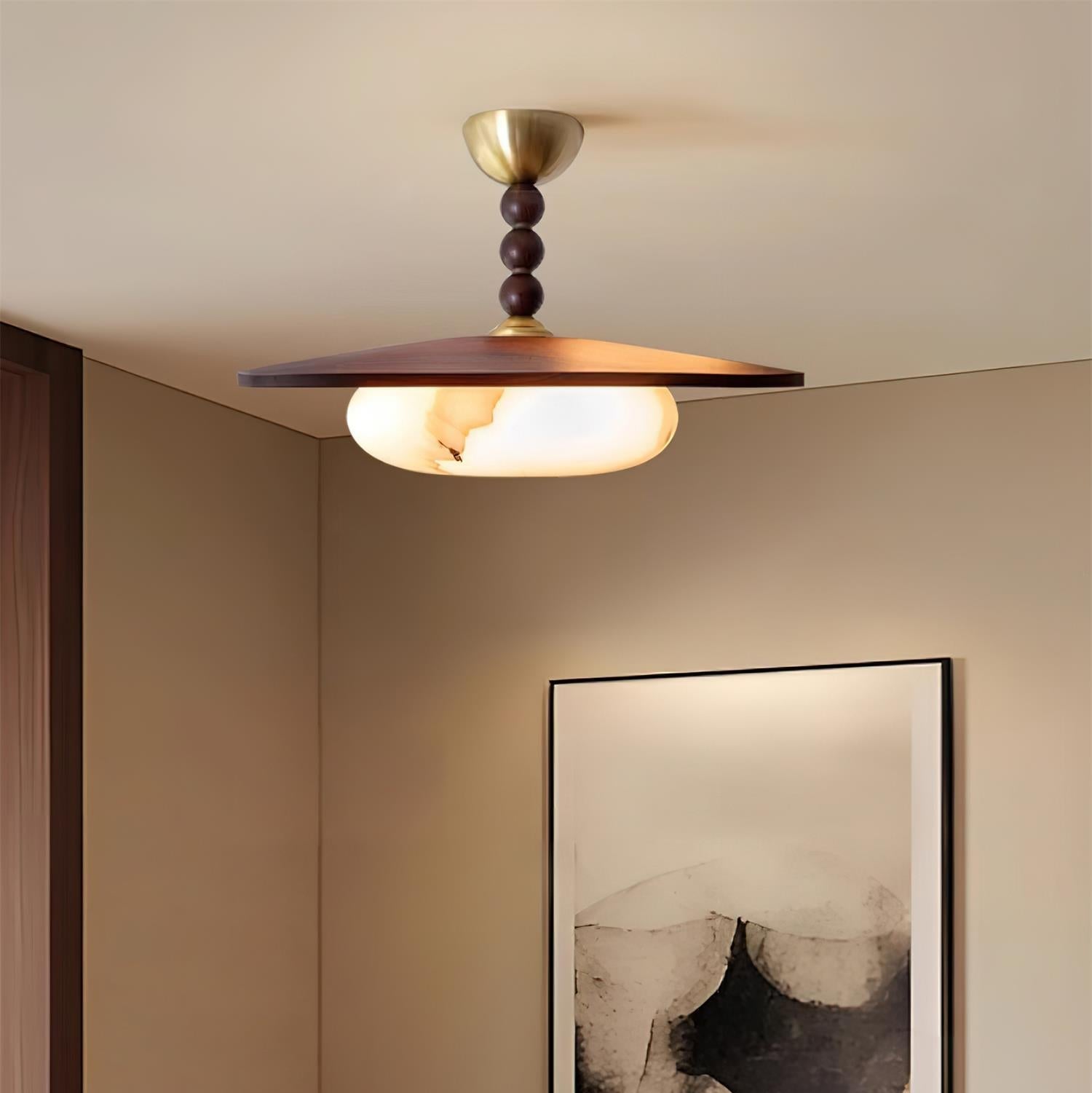 Muto Lampada da Soffitto Colore Noce e Bianco Imitazione Alabastro