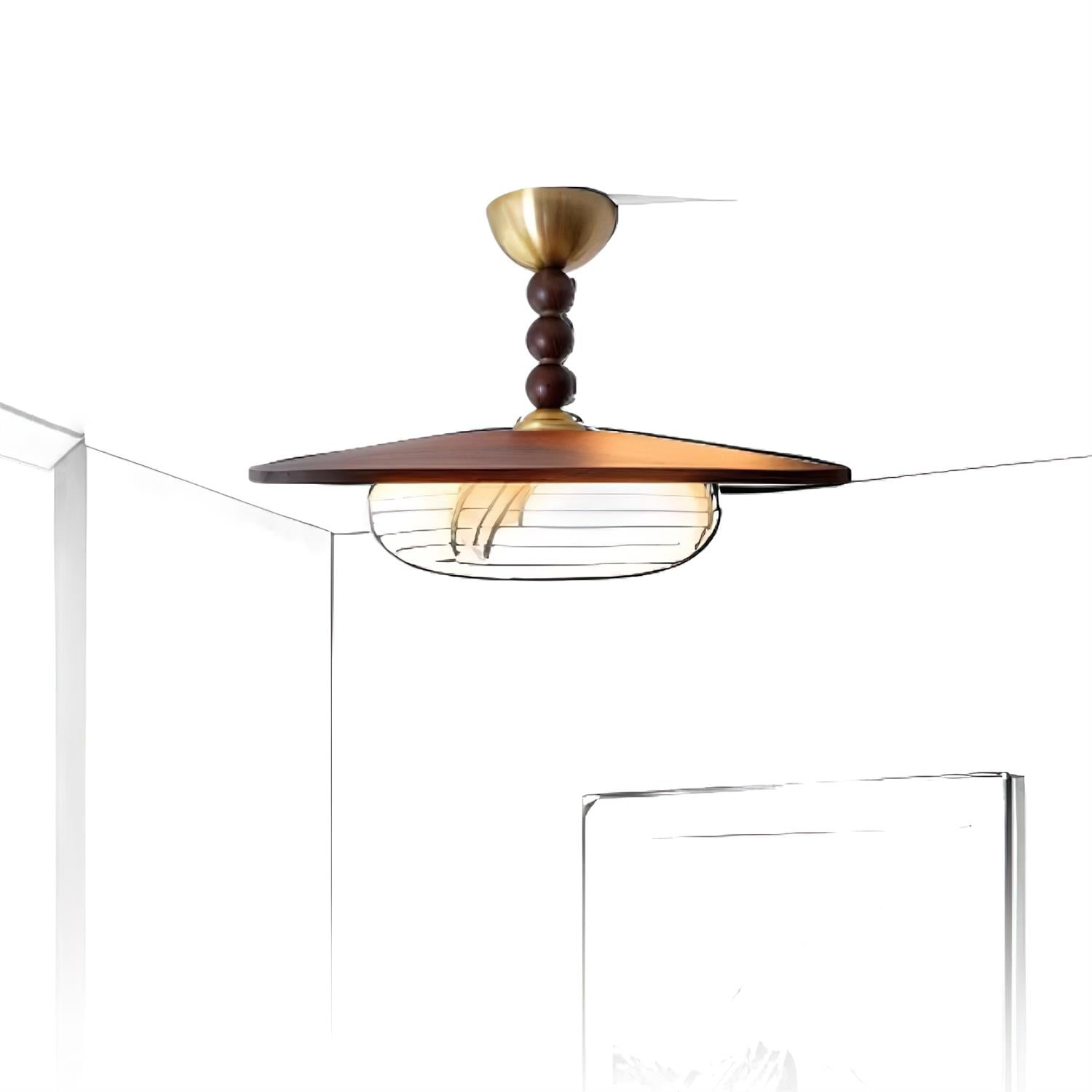Muto Lampada da Soffitto Colore Noce e Bianco Imitazione Alabastro